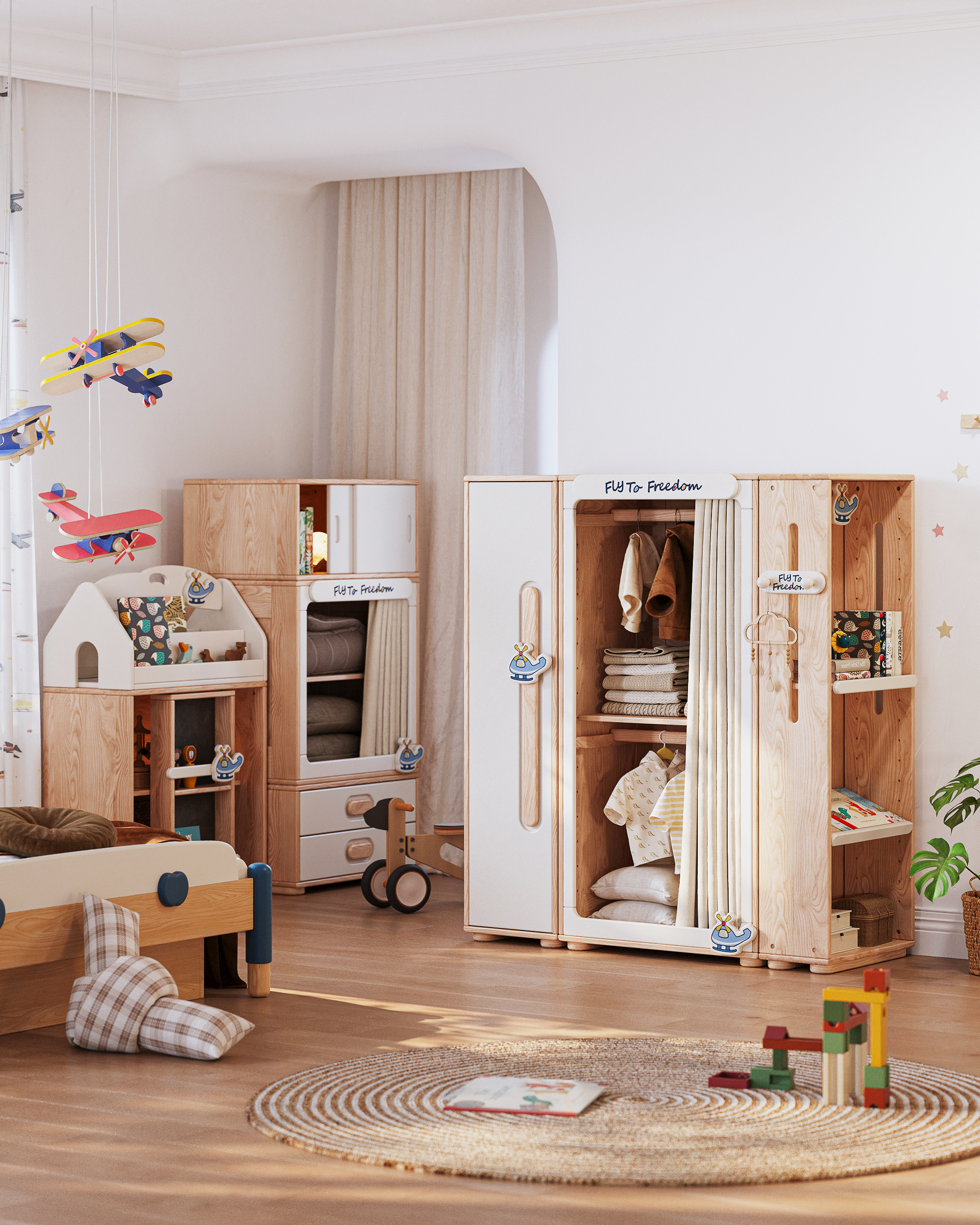Children's furniture，Child mother and baby，Creative design，modularization，furniture design ，Wardrobe Design，Combination cabinet design，Children's room，