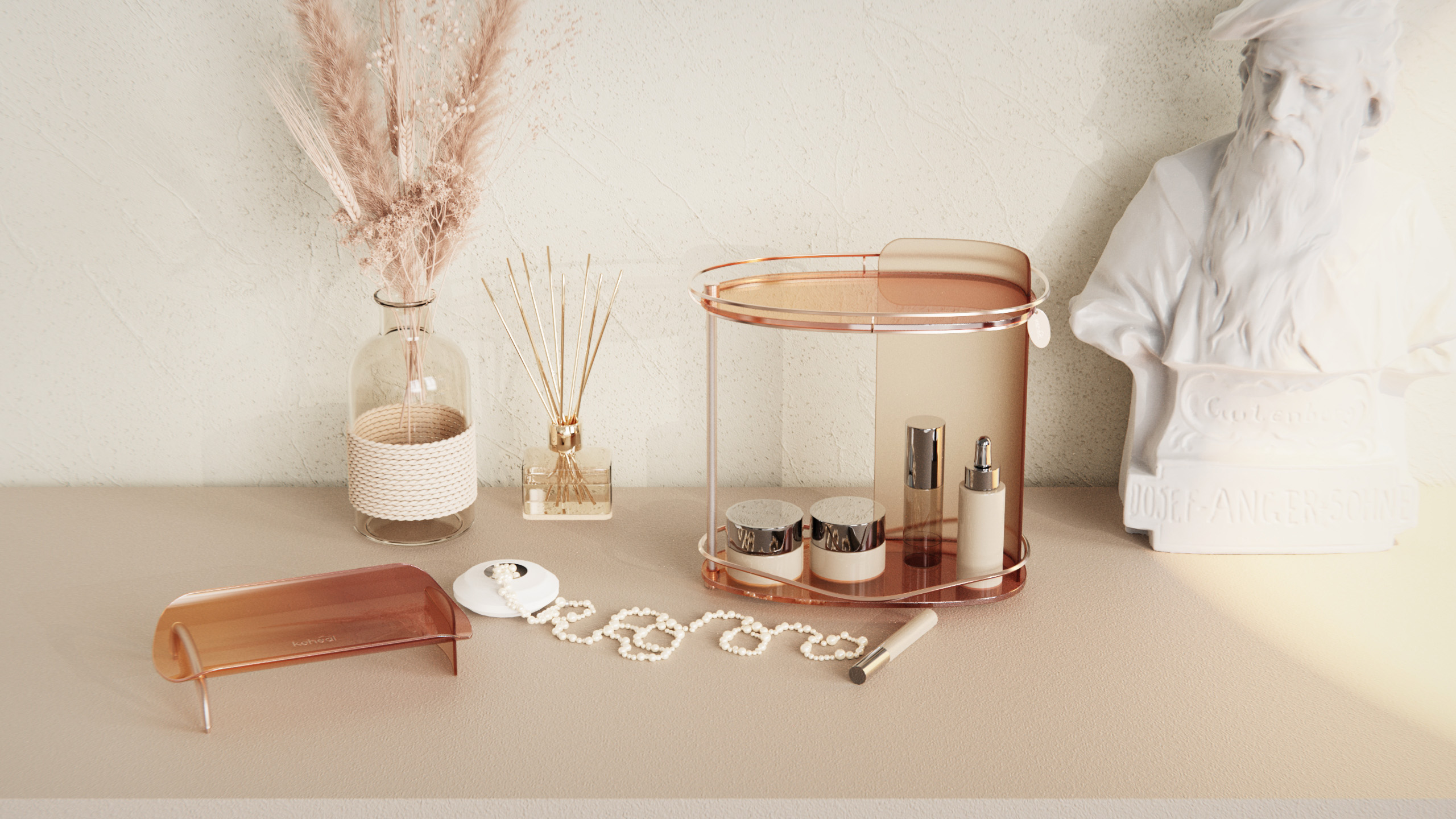 storage box，Cosmetic storage，Storage rack，Accessory design，Feminization，Toothbrush holder，Wash and gargle，