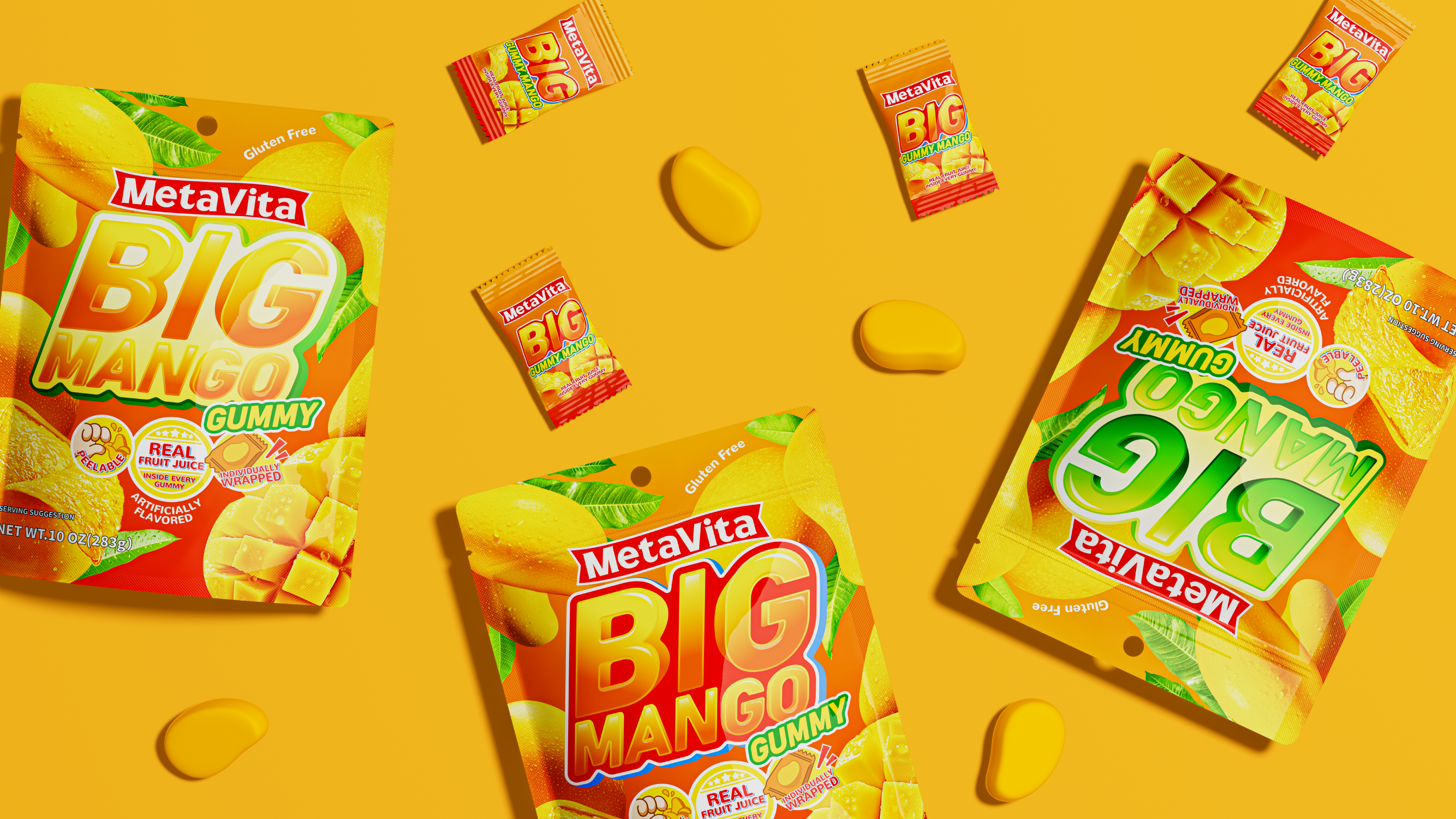 Snack packaging，Leisure snacks，Food packaging，packing design，Brand design，Mango，Fast consumer packaging，The icon design，