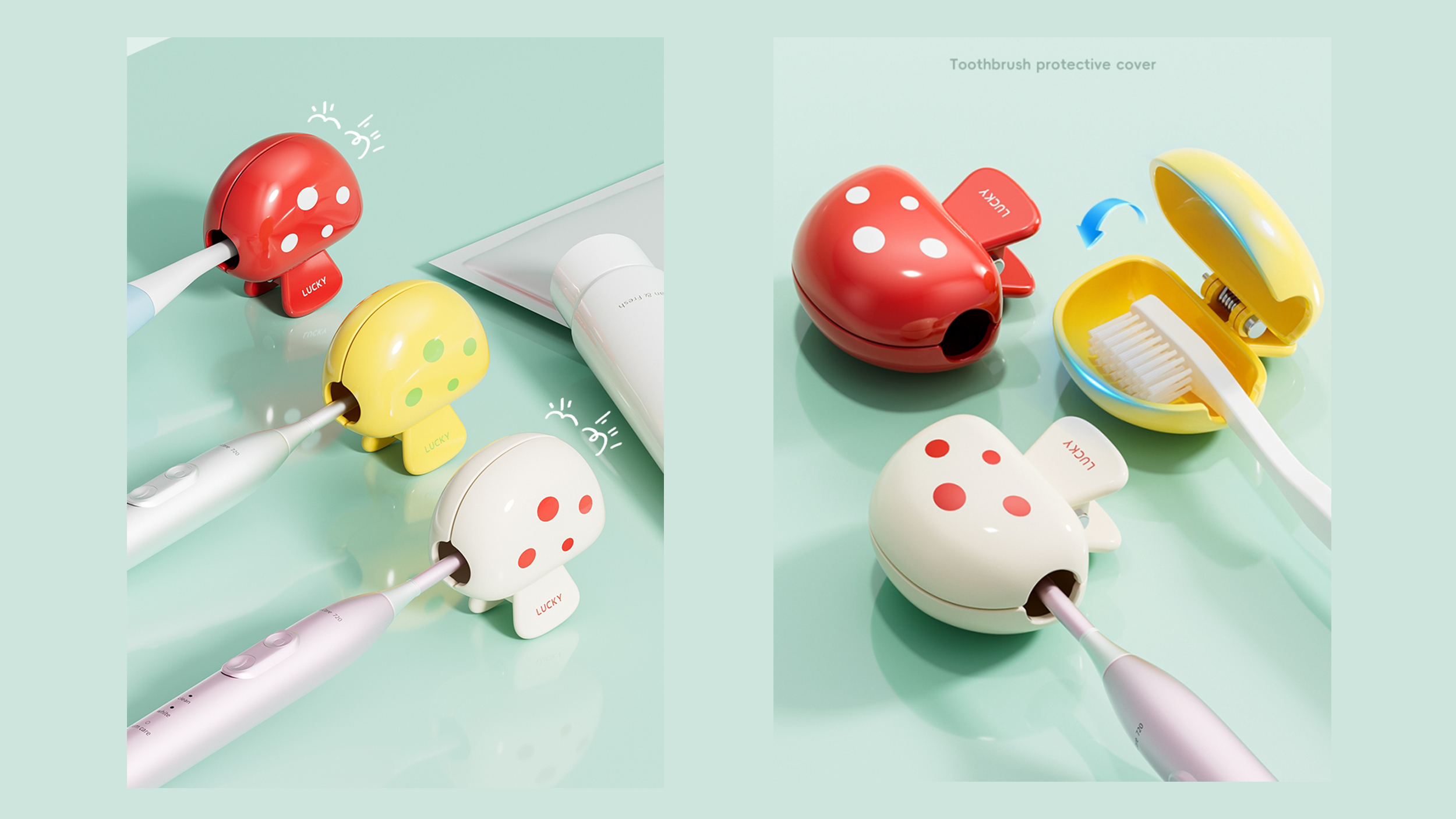 travel，Toothbrush storage，Clip，Mushroom，
