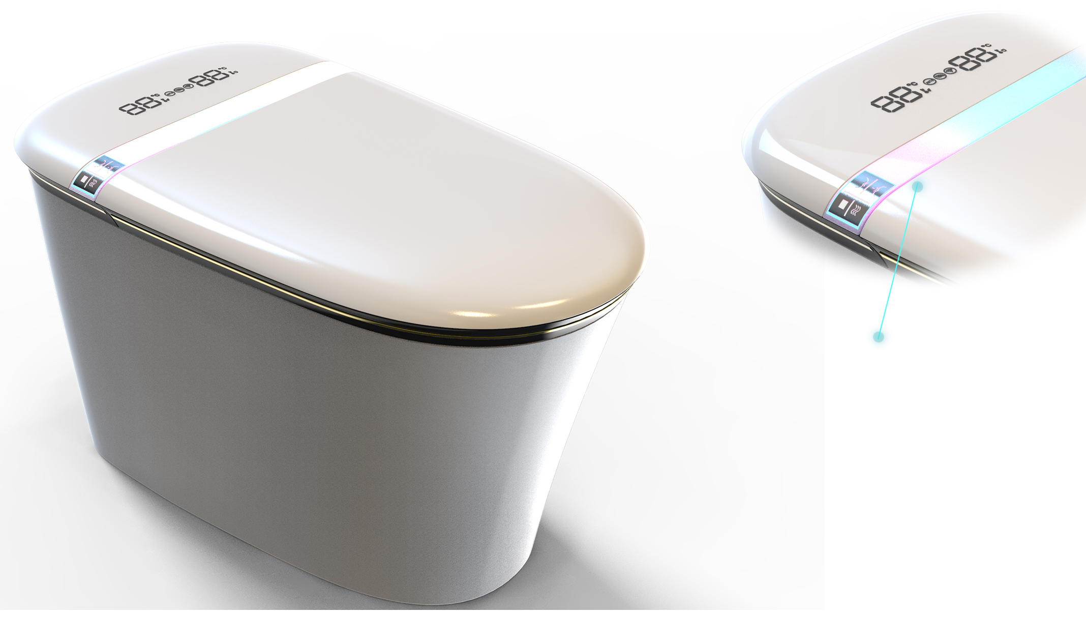 Intelligent toilet，Smart toilet, touch，