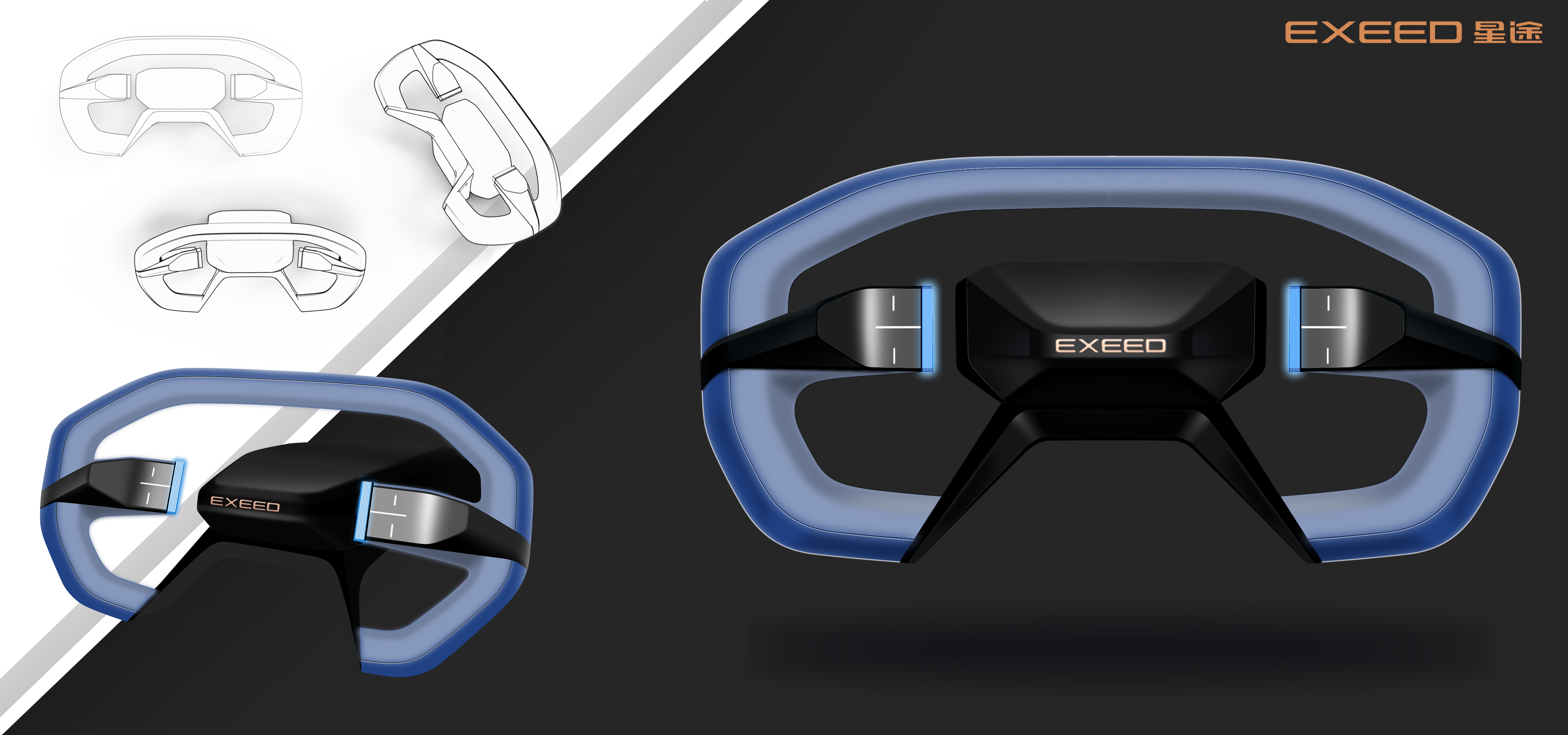 Interior design，Exterior design，Seat design，Steering wheel design，vehicle，Automobile design，Automobile modeling design，PS rendering，