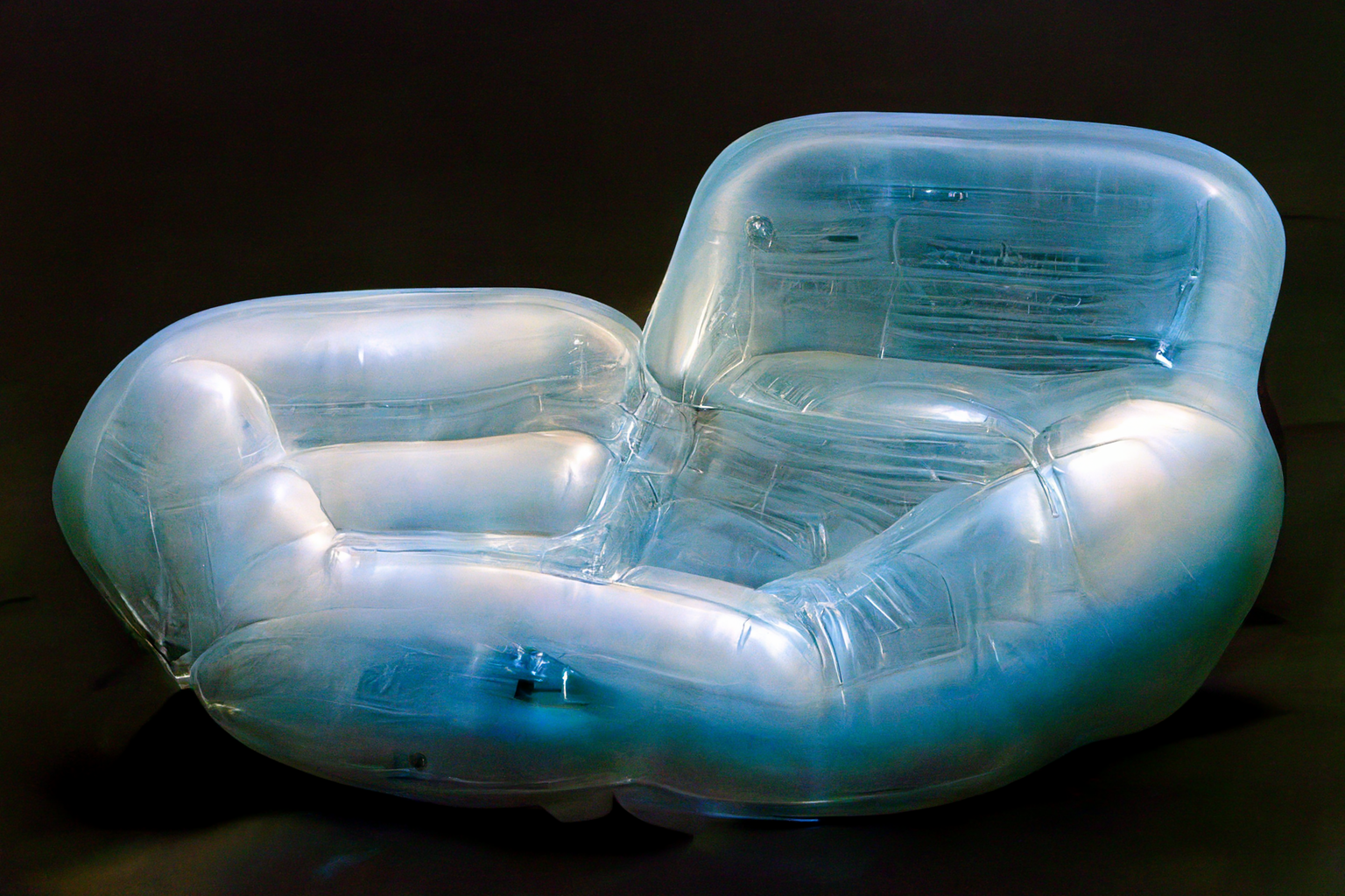 sofa，Inflatable seat，AI design，transparent，sense of modernity，