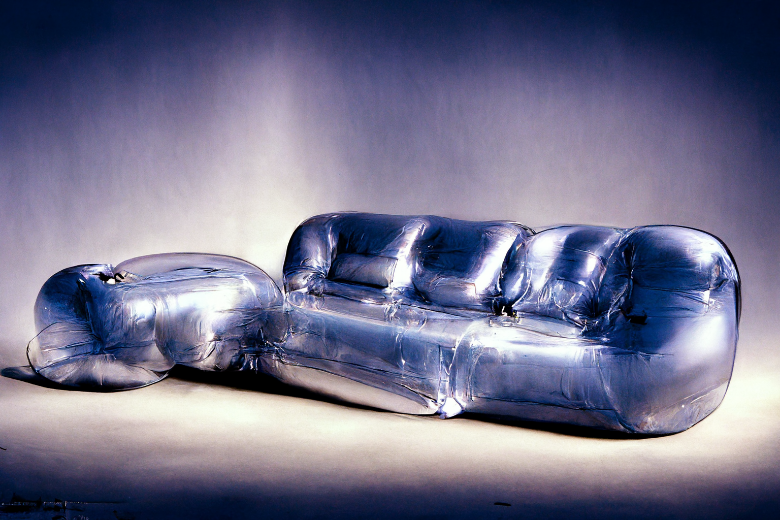 sofa，Inflatable seat，AI design，transparent，sense of modernity，