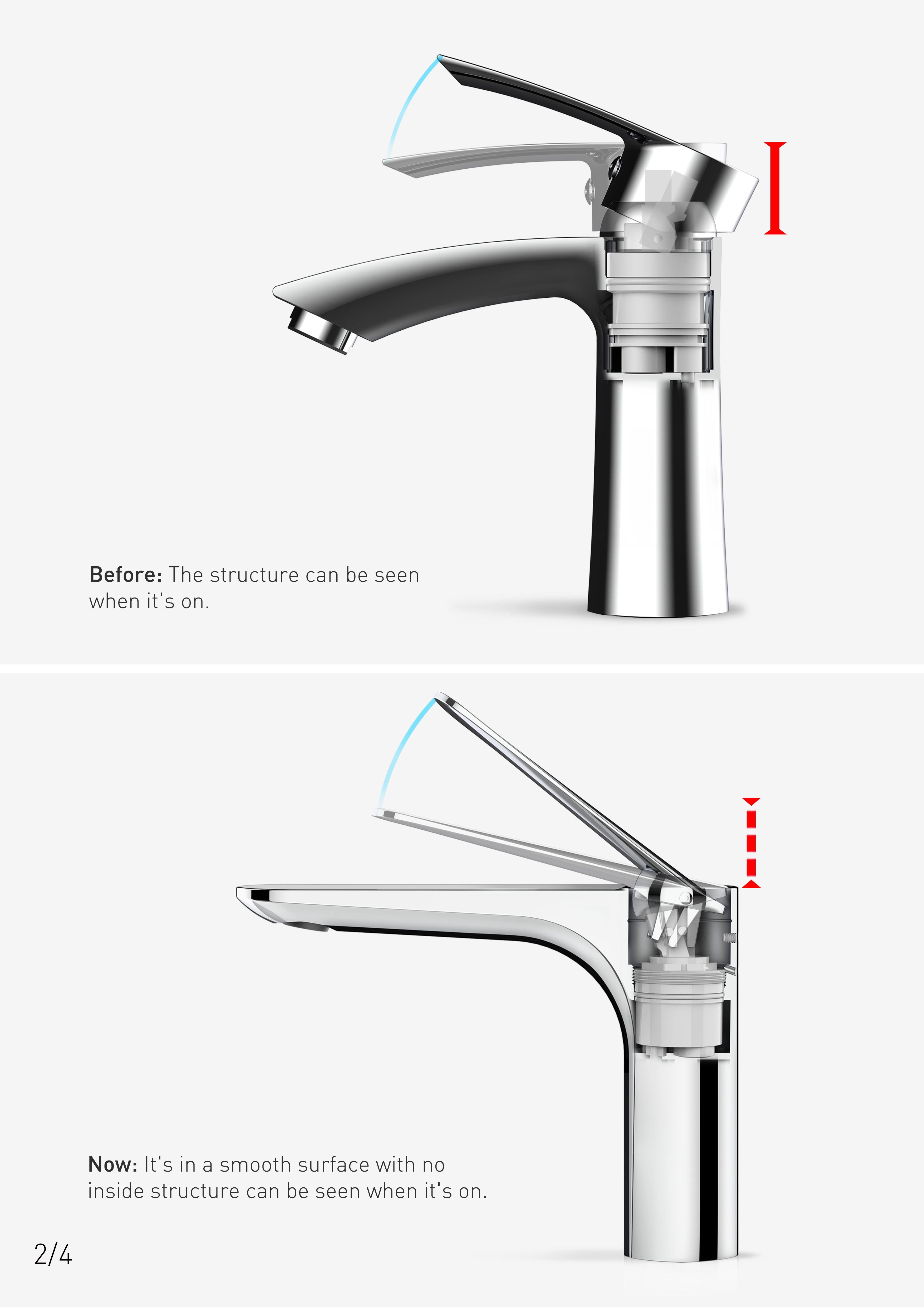 Boundless design，Basin mixer ，Bathroom product design，Basin faucet design，product design，Sanitary Ware，innovate，Red dot award，