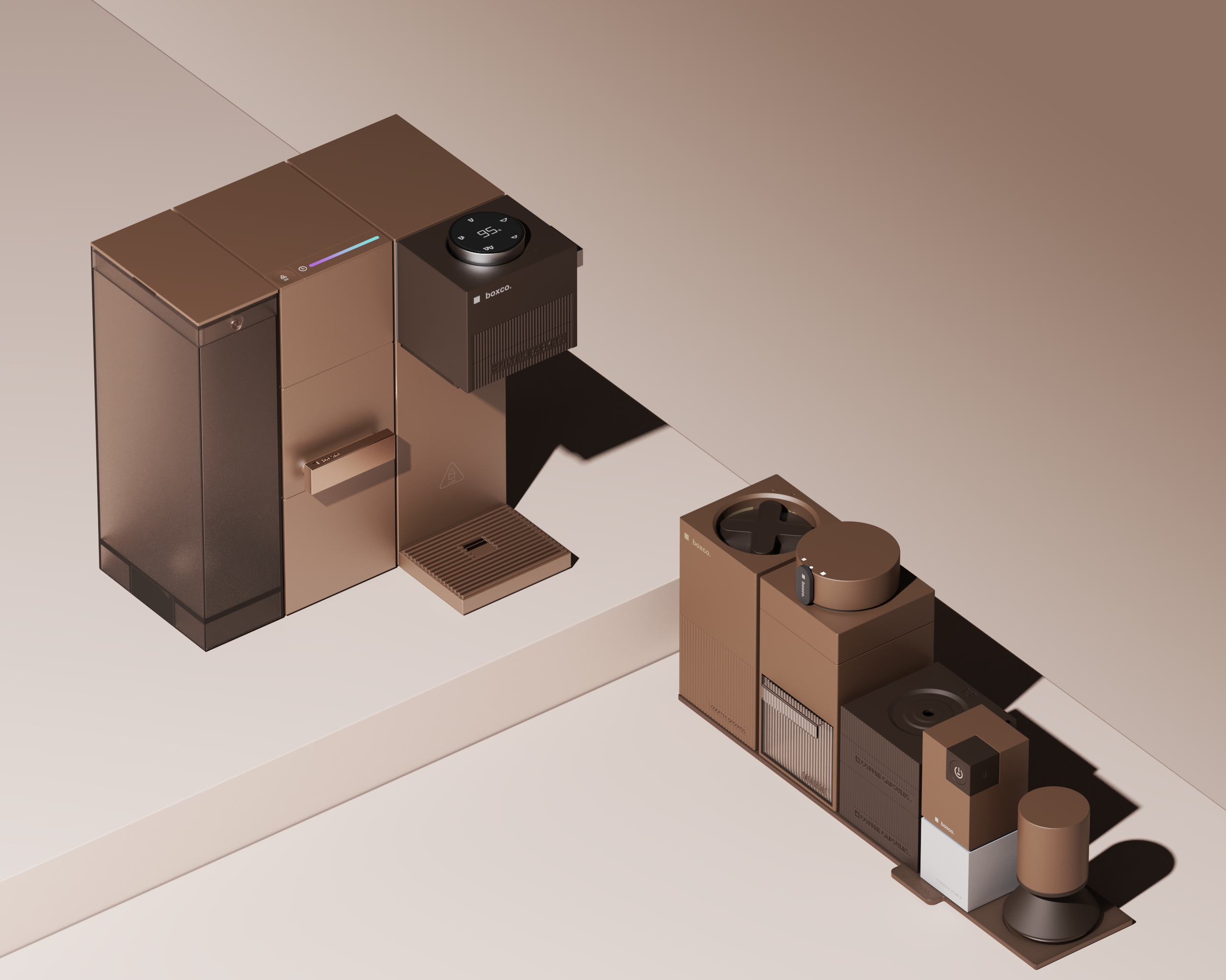 product design，industrial design，Coffee machine，Ice maker，Coffee ice machine，serialization，Water dispenser，Simplicity，