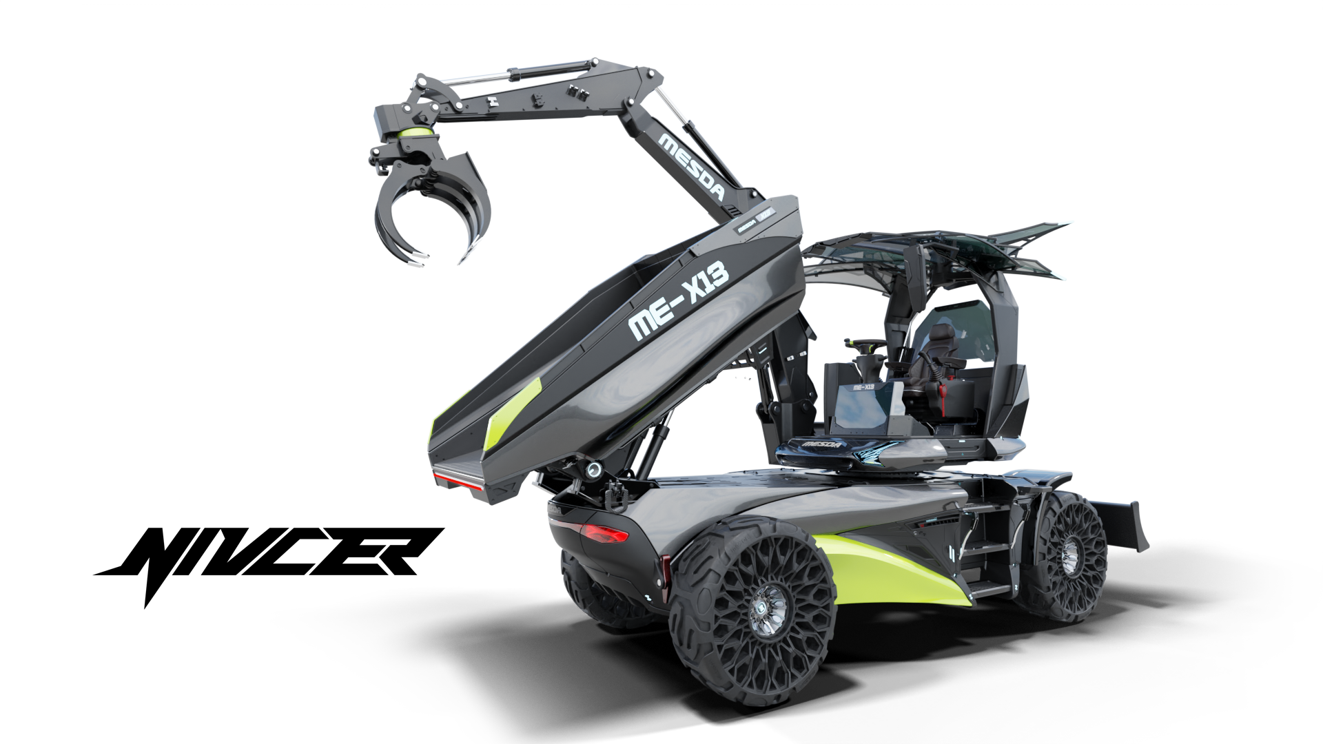 wheel excavator，Dump truck，Cyberpunk，construction machinery，Tools and equipment，Appearance design，industrial design，vehicle，