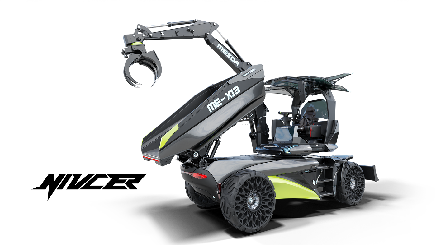 wheel excavator，Dump truck，Cyberpunk，construction machinery，Tools and equipment，Appearance design，industrial design，vehicle，