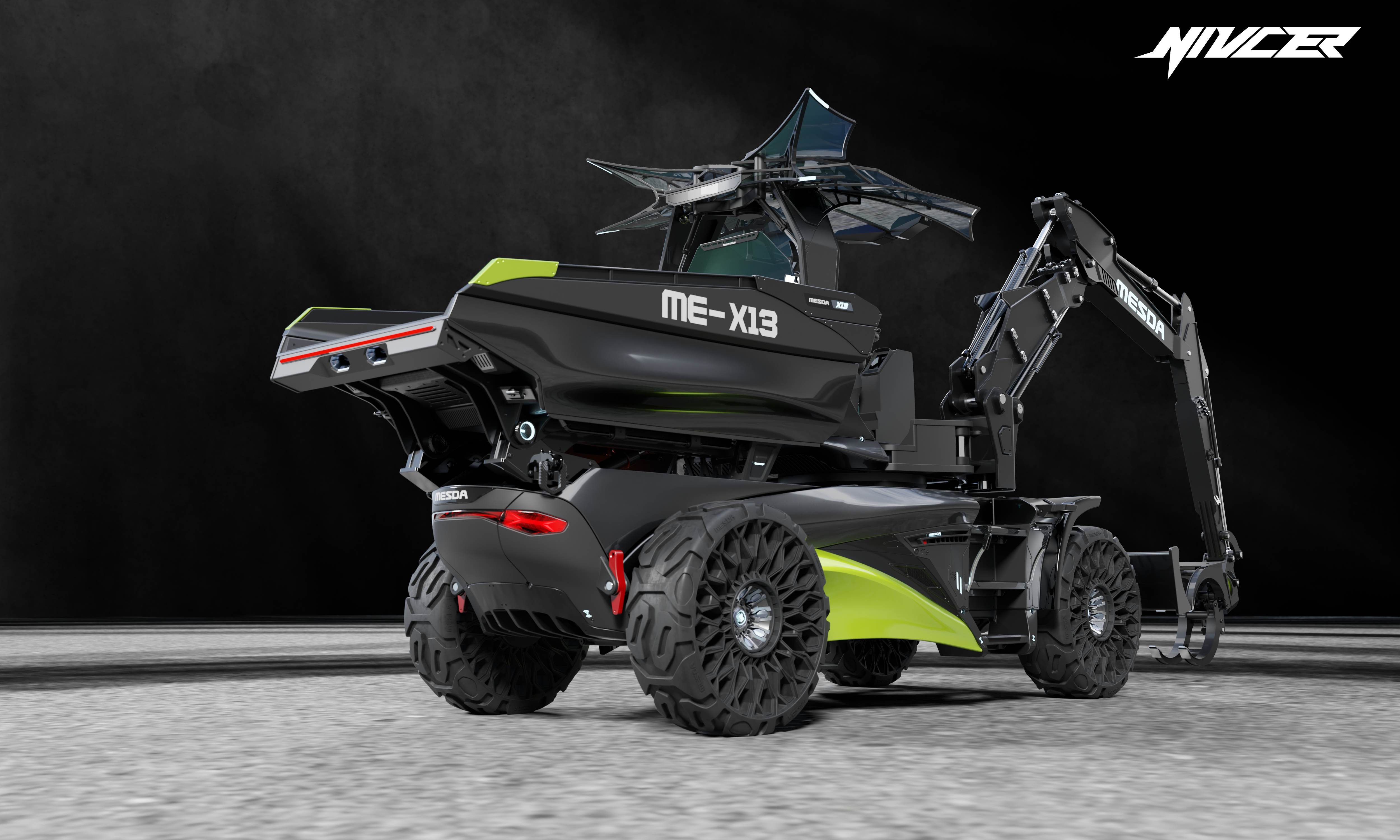 wheel excavator，Dump truck，Cyberpunk，construction machinery，Tools and equipment，Appearance design，industrial design，vehicle，