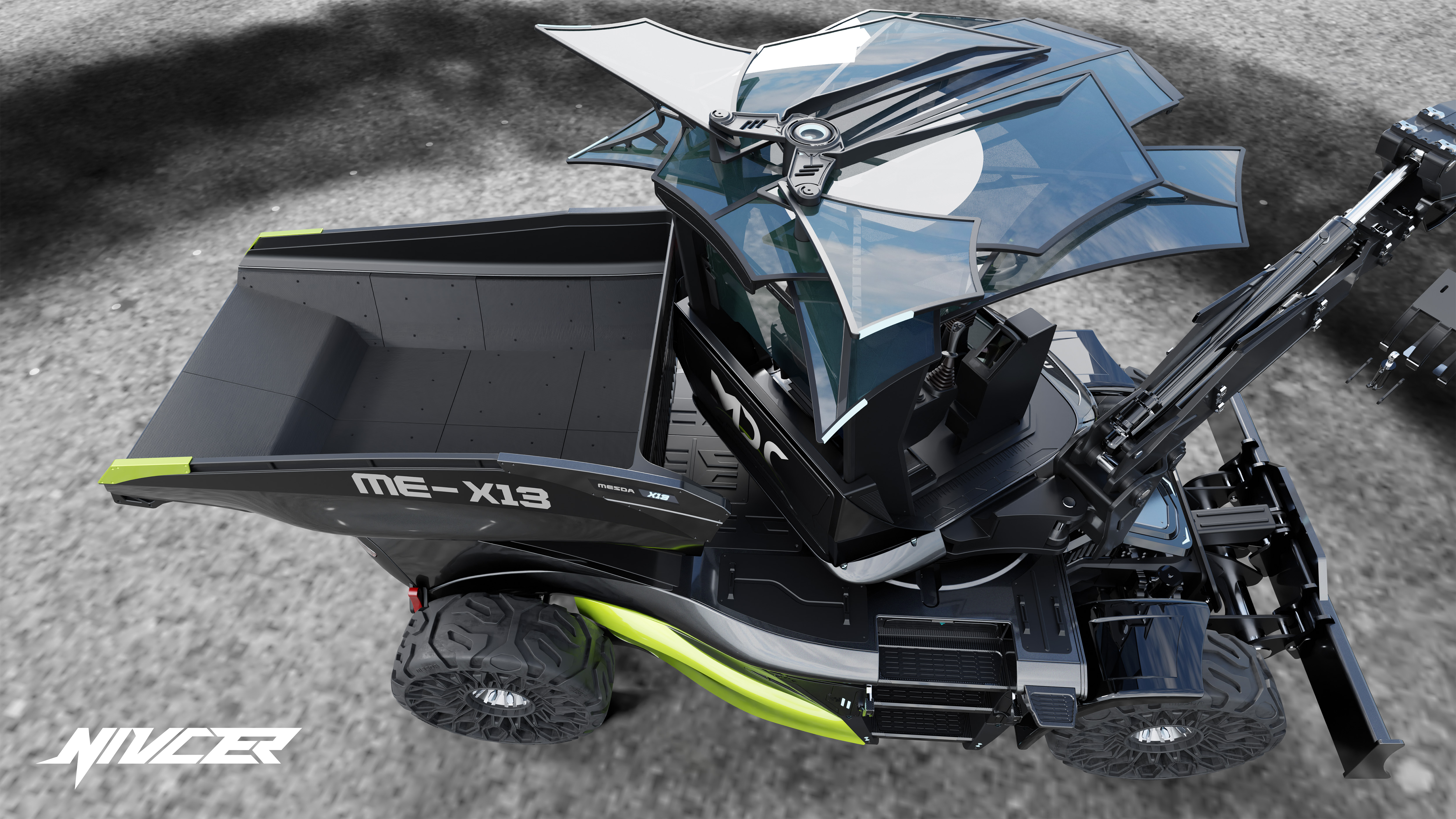 wheel excavator，Dump truck，Cyberpunk，construction machinery，Tools and equipment，Appearance design，industrial design，vehicle，