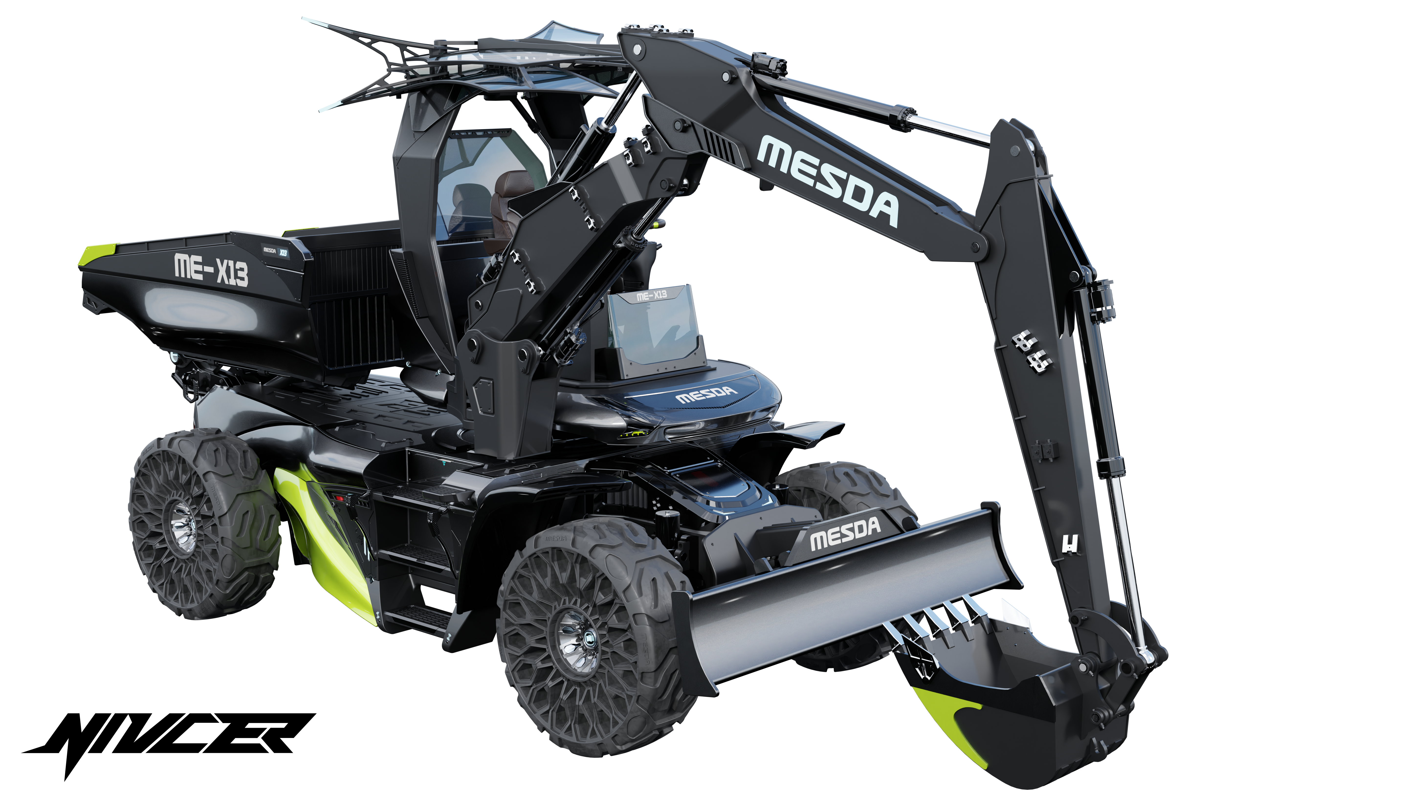 wheel excavator，Dump truck，Cyberpunk，construction machinery，Tools and equipment，Appearance design，industrial design，vehicle，