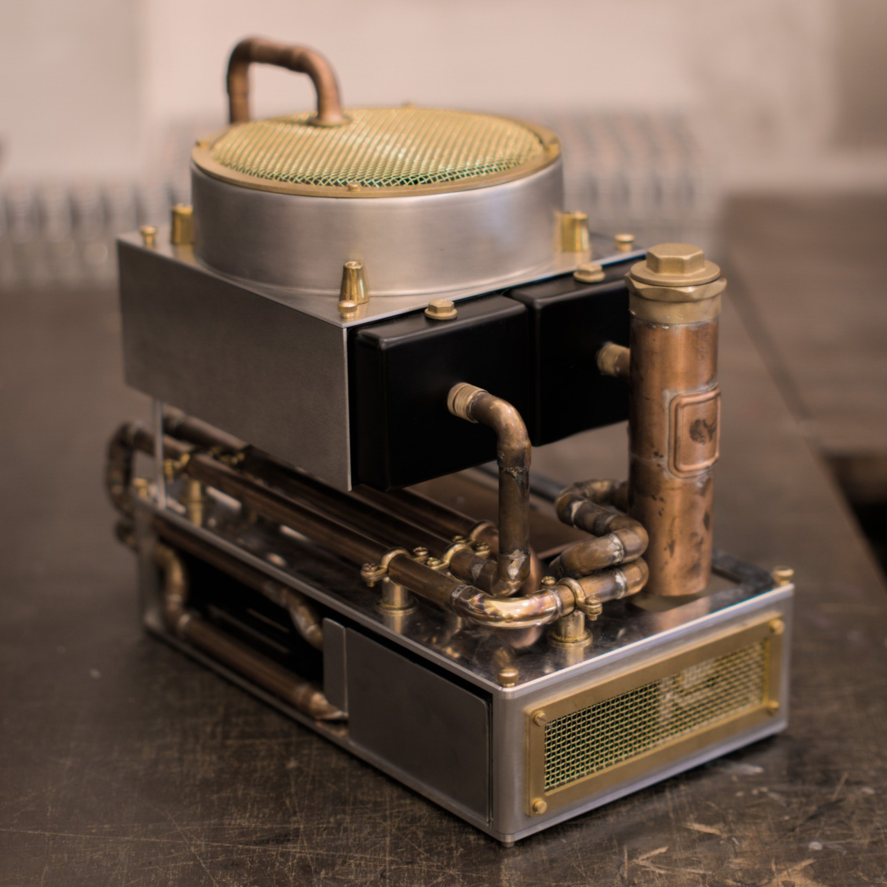 Steampunk，Copper tube，Retro style，water cooling system，CNC，