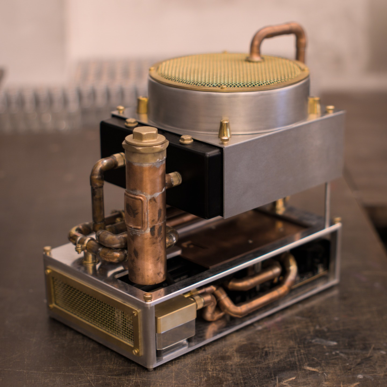 Steampunk，Copper tube，Retro style，water cooling system，CNC，