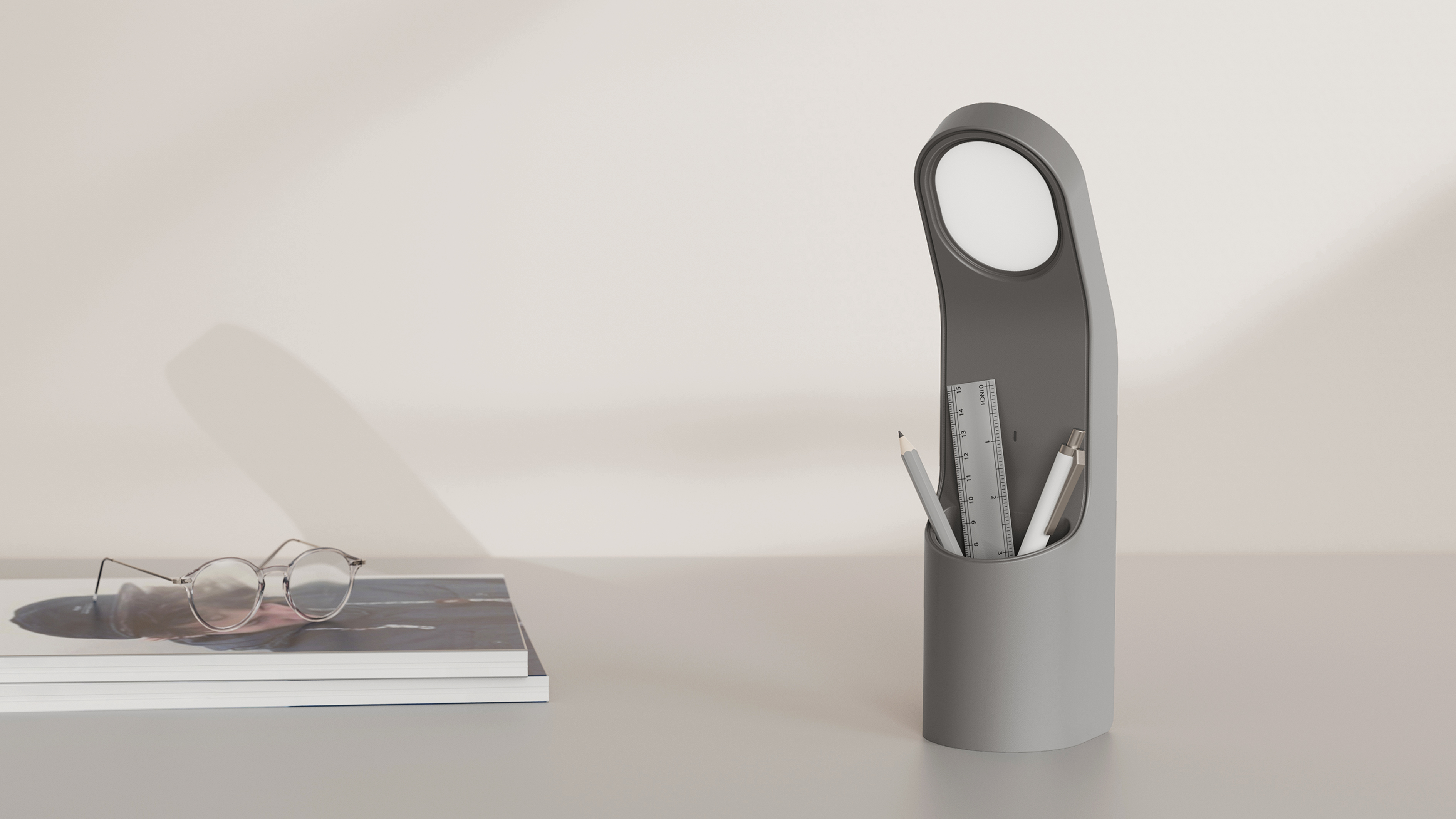 pen container，Desk lamp，desk lamp，industrial design，