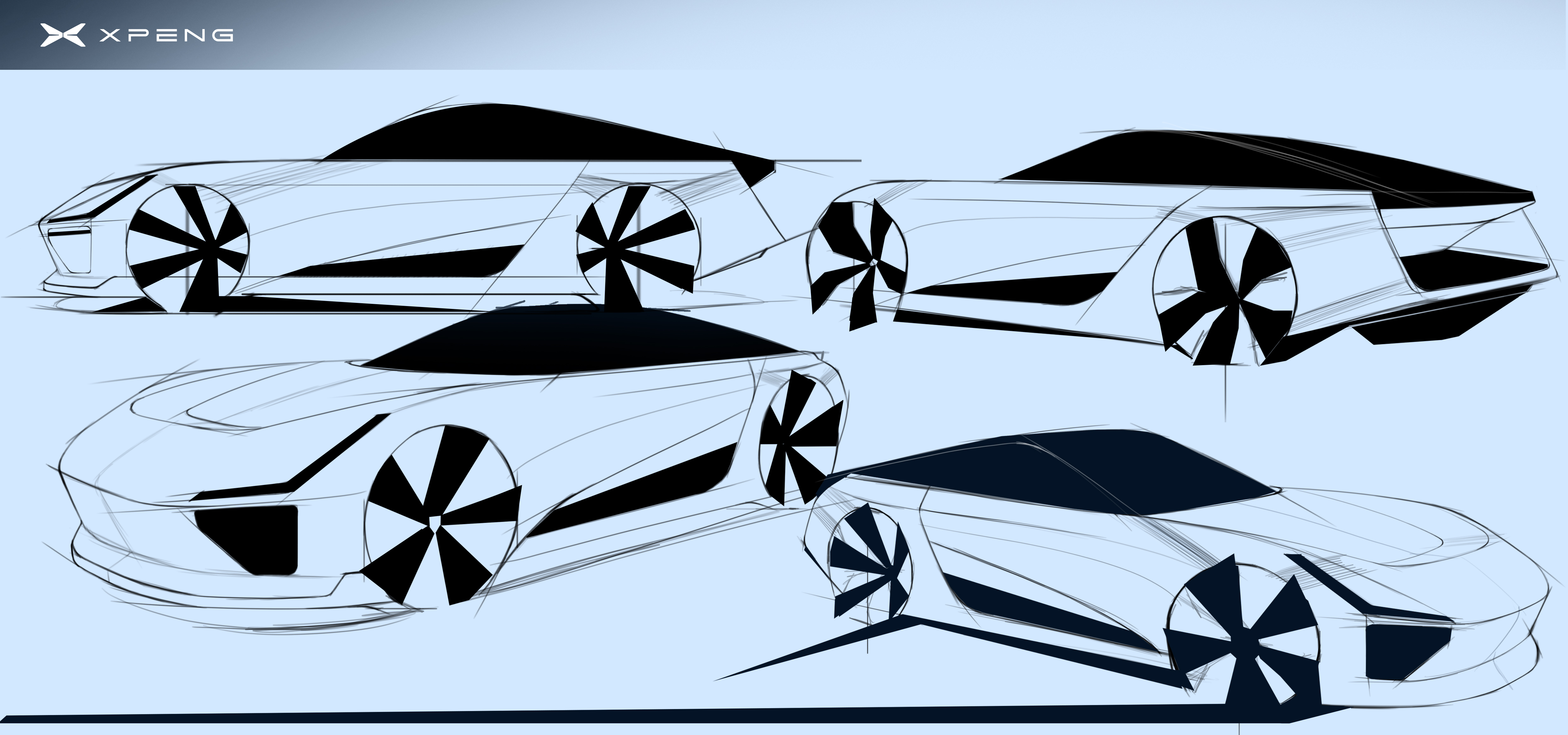 Exterior design，Automobile design，Automobile modeling design，Concept Car，Xiaopeng Automobile，Design practice，ps，sketch，