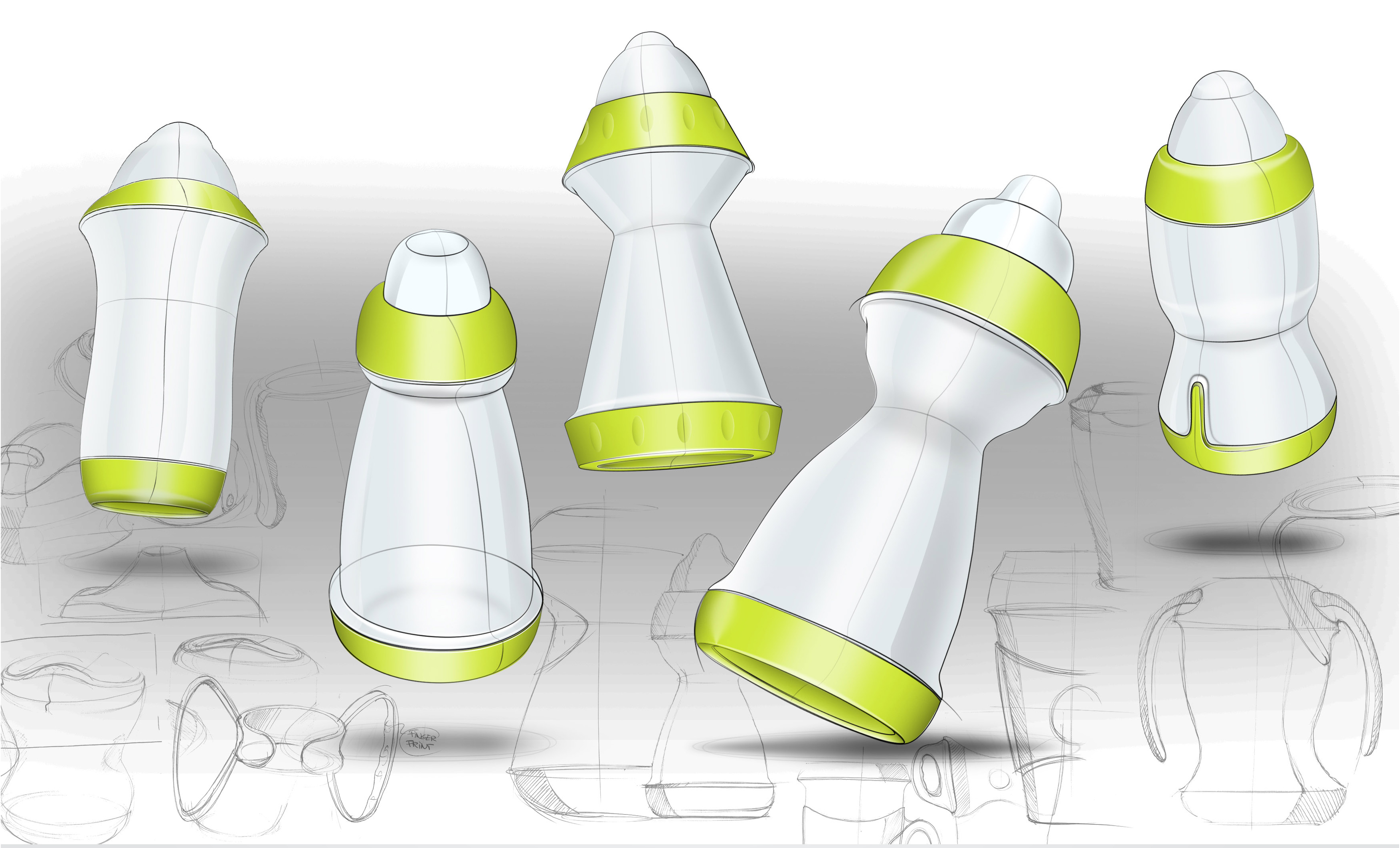 Cartoon，modelling，Child mother and baby，Water bottle，