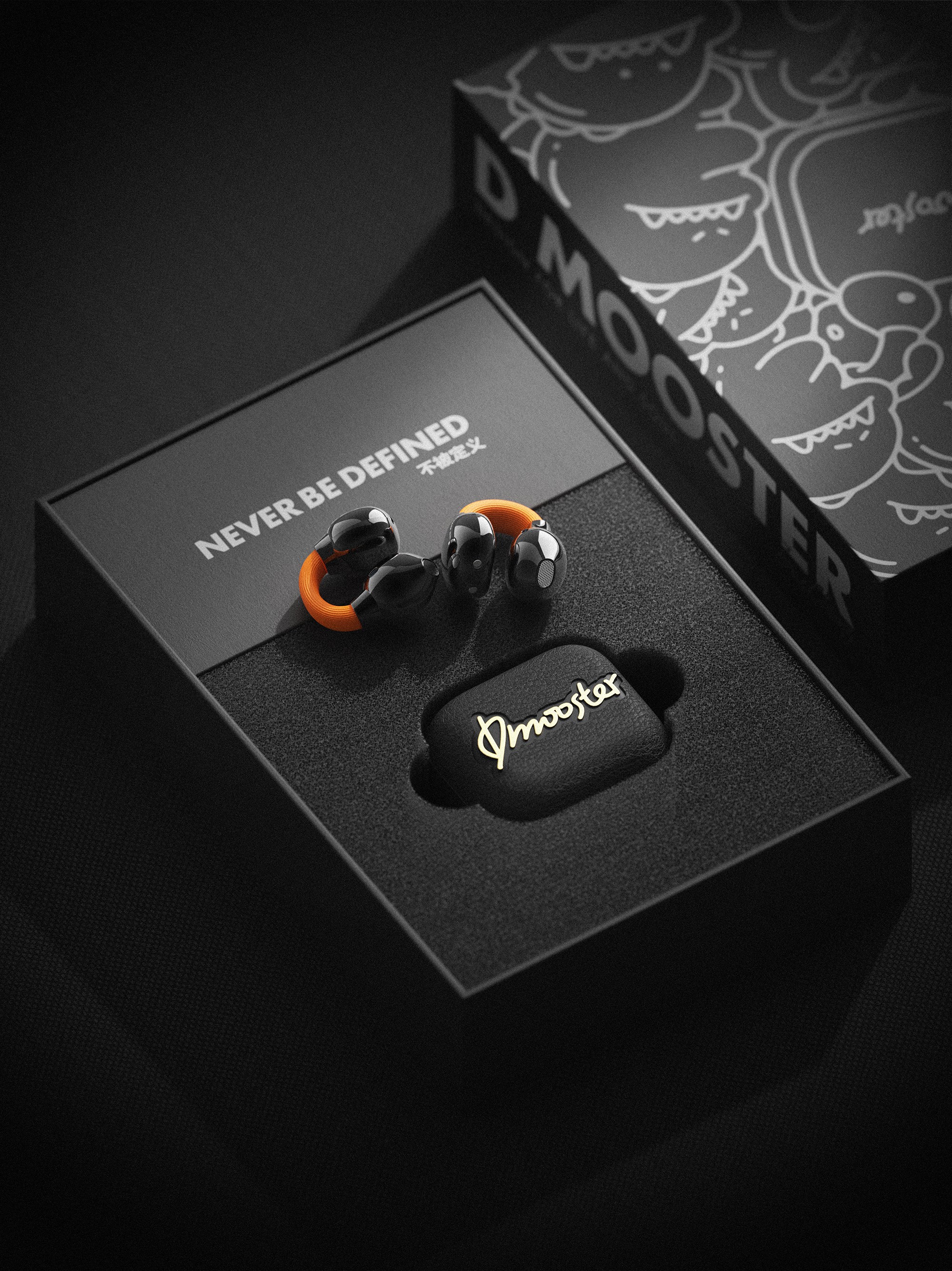 Big Monster，dmooster，Clip-Ear Headphones，Bluetooth headset，industrial design，Render，Chaopin，Tide card，