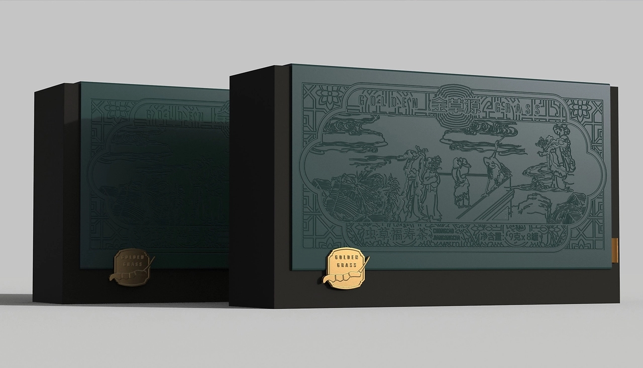 Packaging Design of Cordyceps Health Tea，Health Tea Gift Box Packaging Design，Cordyceps gift box packaging design，