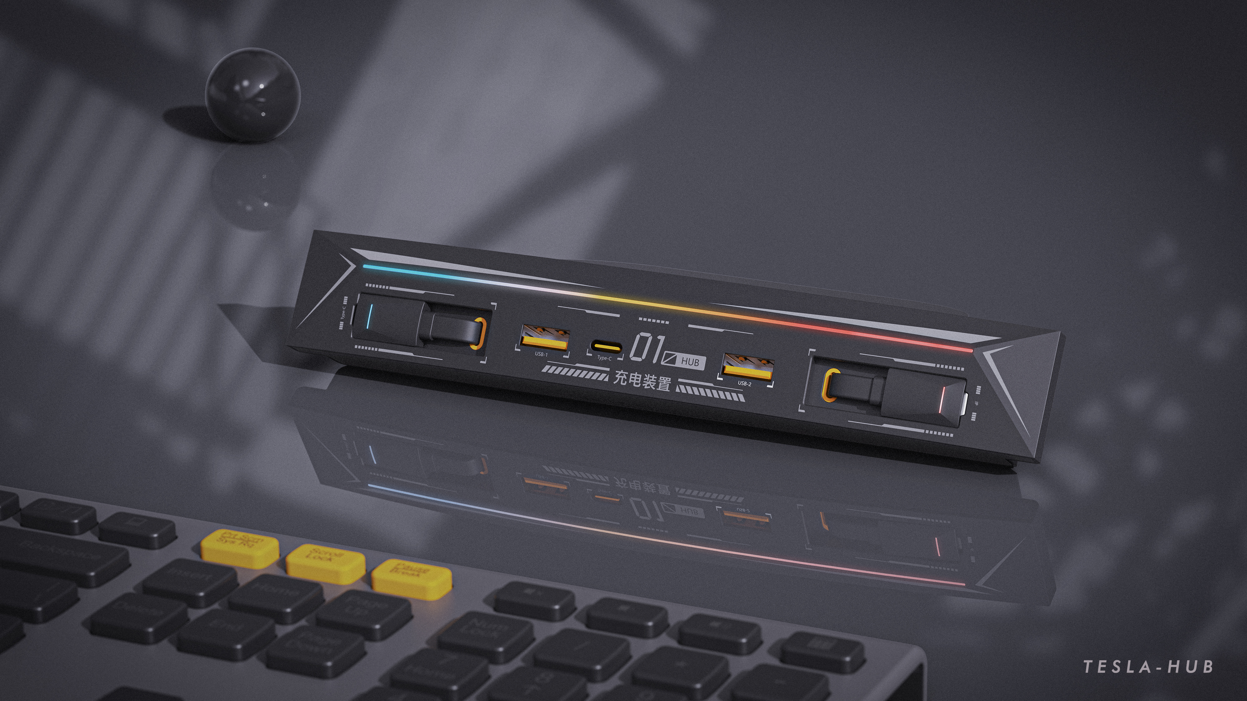 Tesla，Expansion dock，hub，flexible wire，Double Line，Cyberpunk，Mechanics，