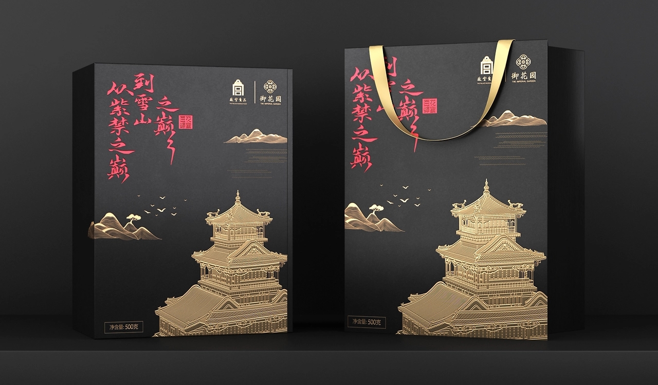 Forbidden City Food Packaging Design，Wild flowers honey gift box design，Honey Water Packaging Design，