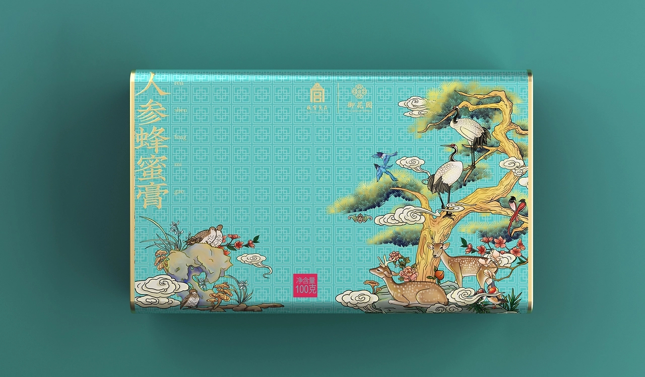 Forbidden City Food Packaging Design，Wild flowers honey gift box design，Honey Water Packaging Design，