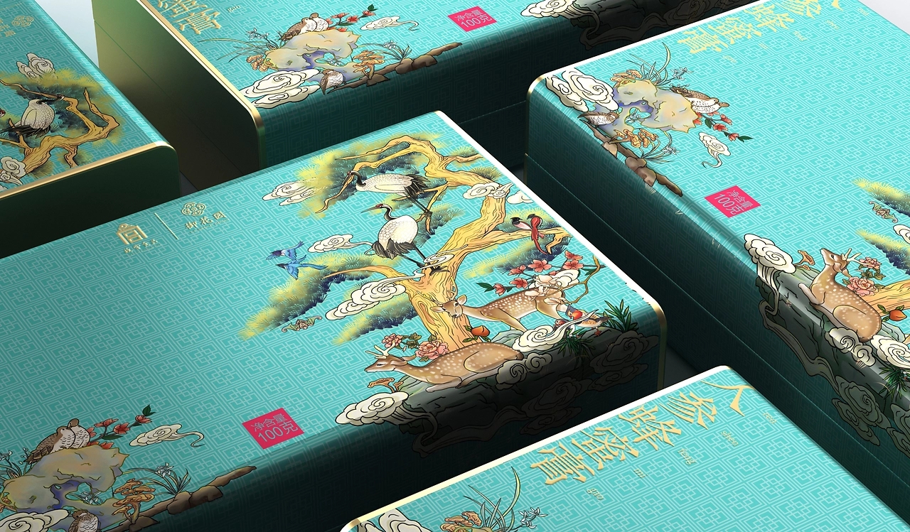 Forbidden City Food Packaging Design，Wild flowers honey gift box design，Honey Water Packaging Design，