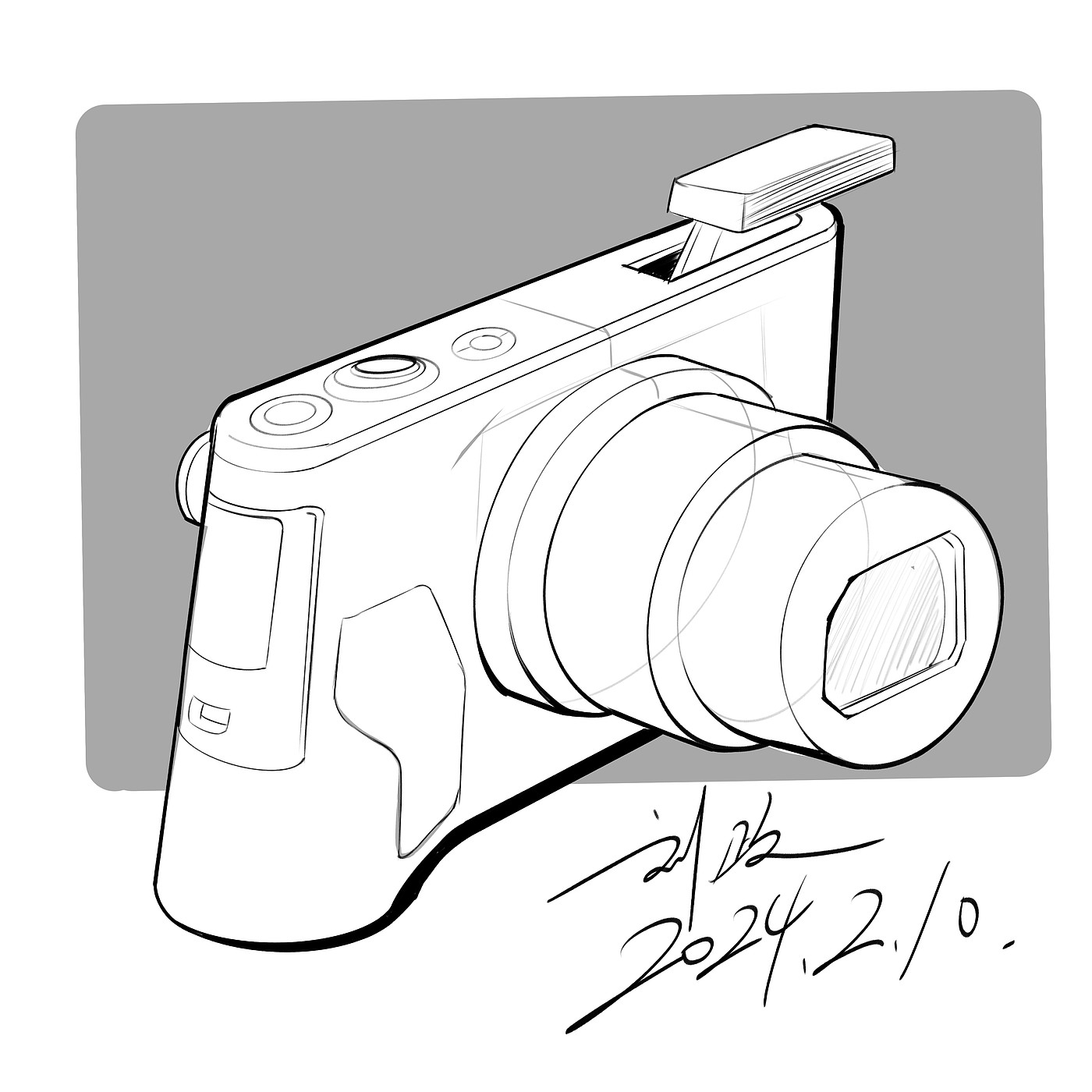 industrial design，product design，Appearance design，Design sketch，Industrial design sketch，Camera hand-painted，Camera design，