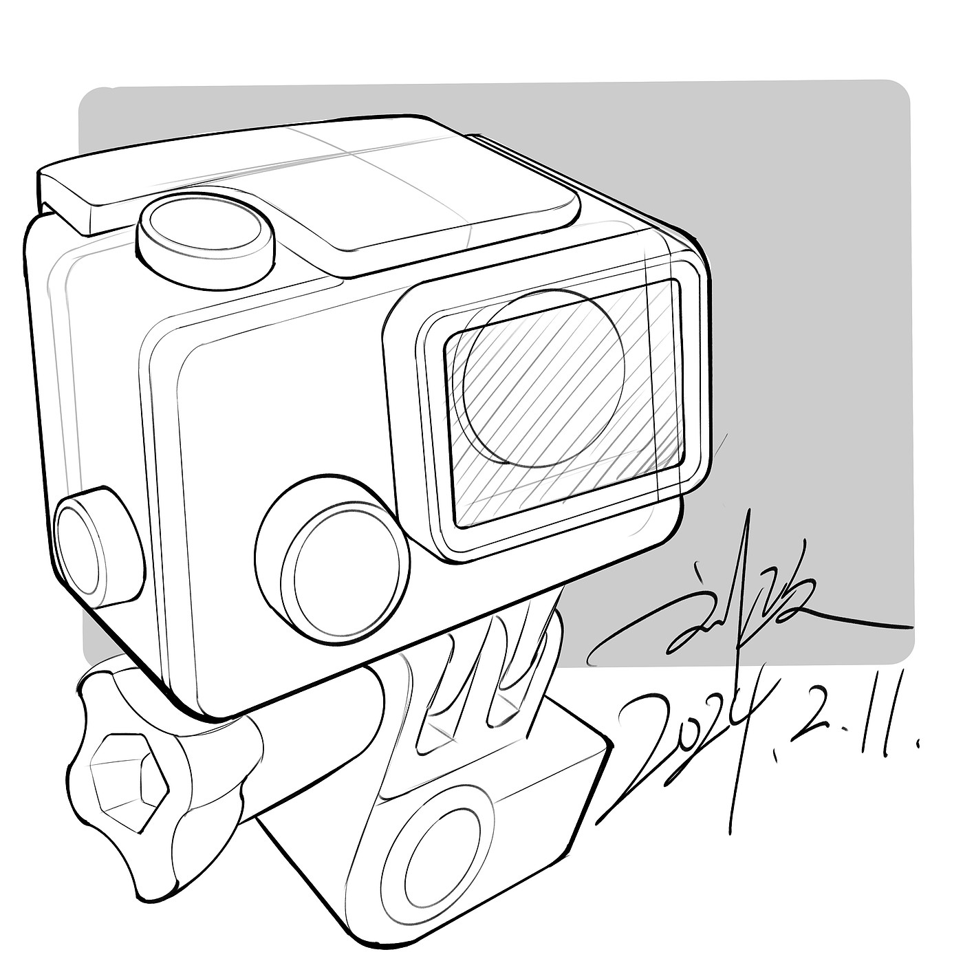 industrial design，product design，Appearance design，Design sketch，Industrial design sketch，Camera hand-painted，Camera design，