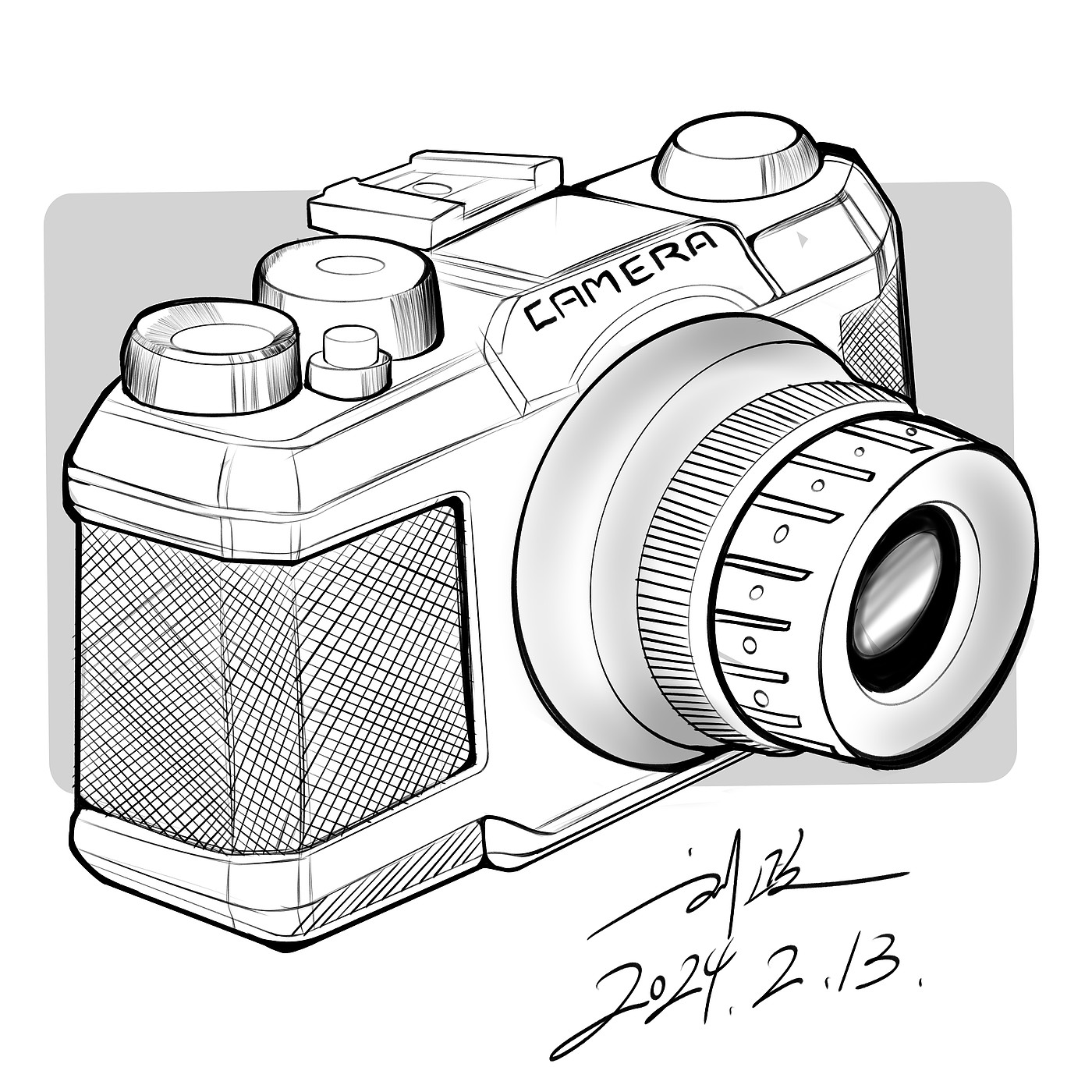 industrial design，product design，Appearance design，Design sketch，Industrial design sketch，Camera hand-painted，Camera design，
