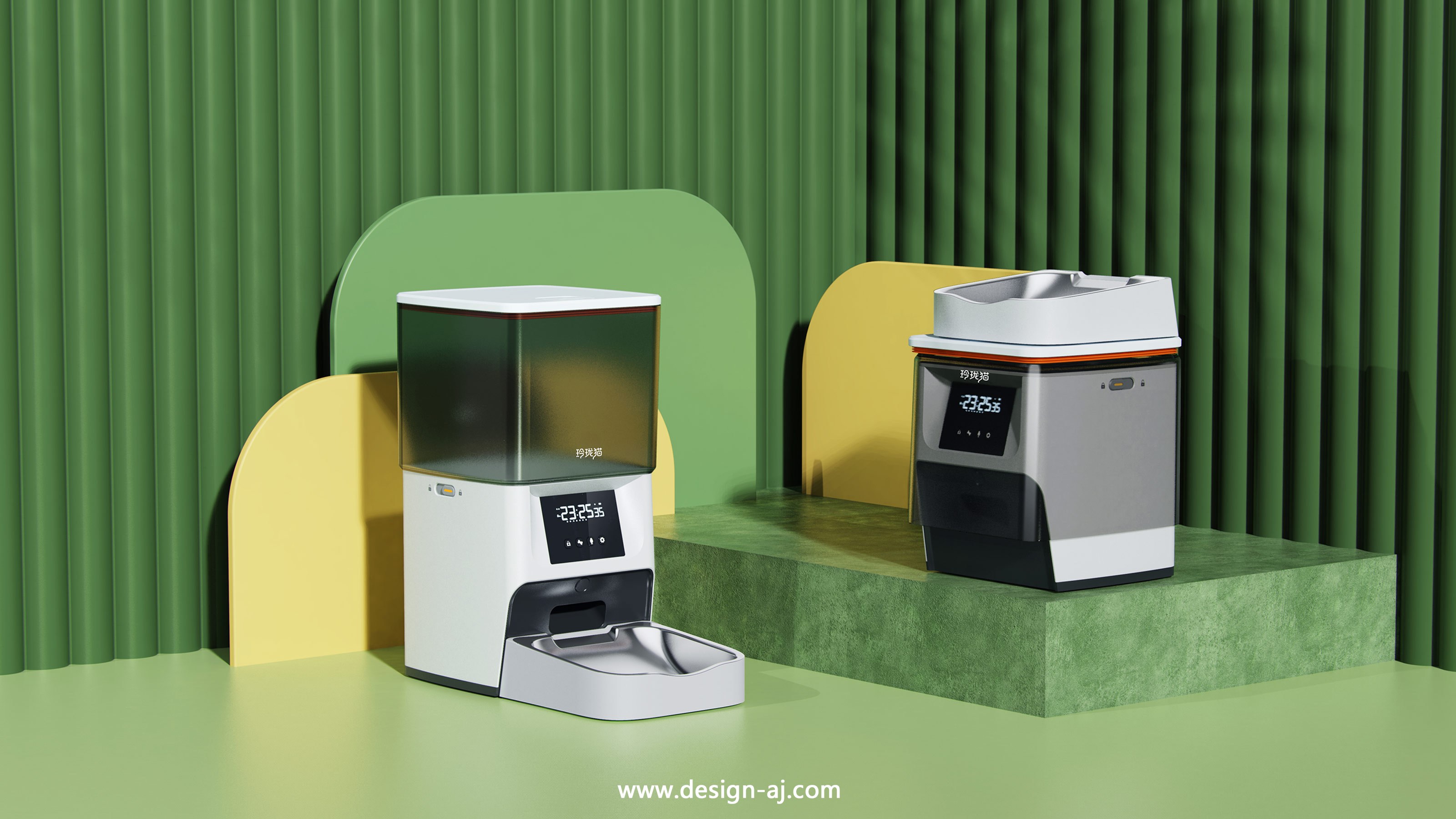 Pet product design，Feeder design，Pet products design，Aijia industrial design，Design of Intelligent Feeder，Feeder，Kitty，