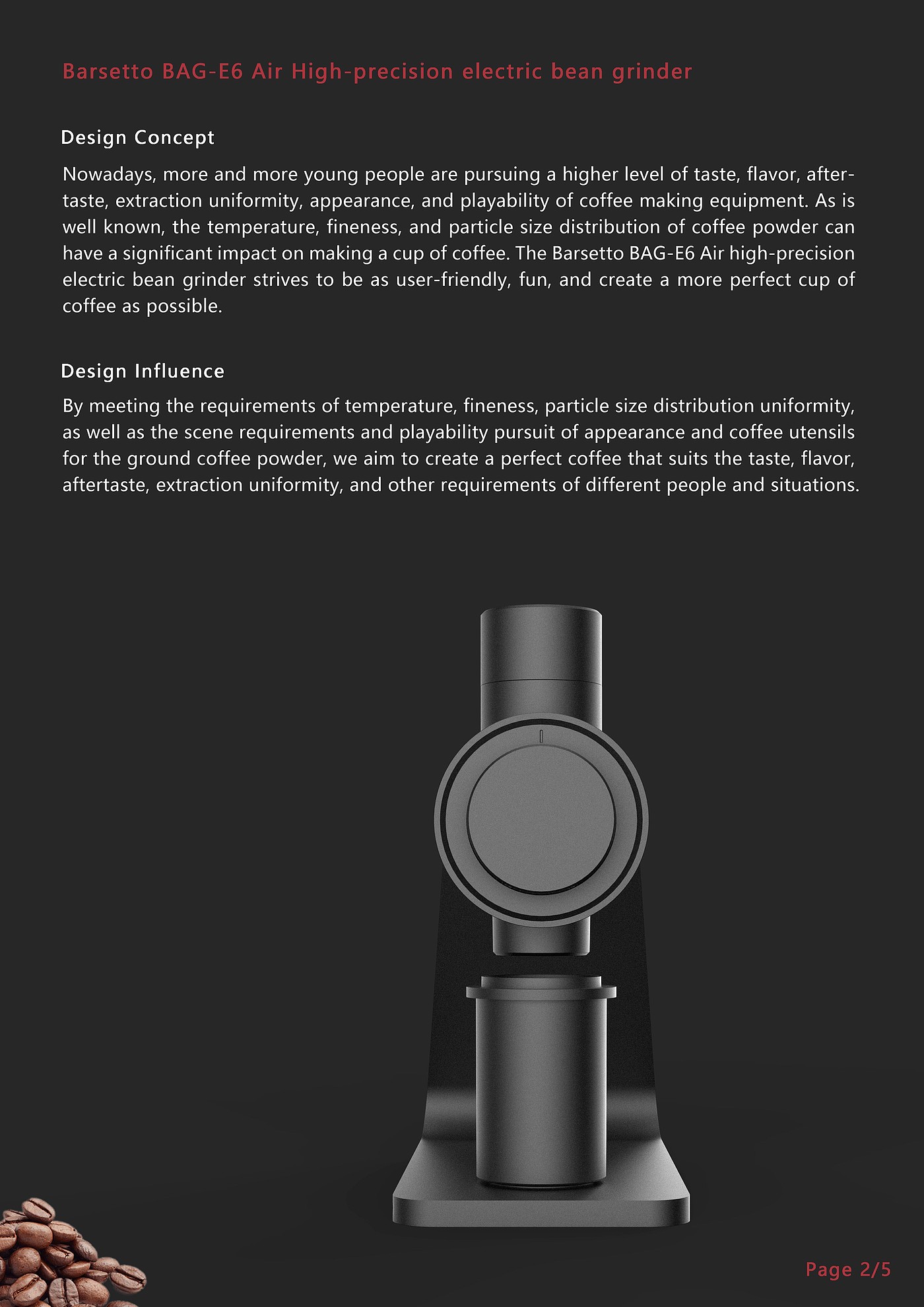 Yum figure E6Air boutique bean grinder，Upgrade 90 grind，64MM Titanium Plated Flat Knife，Magnetic attraction type powder cup，industrial design，product design，Barsetto，Yum Chart，