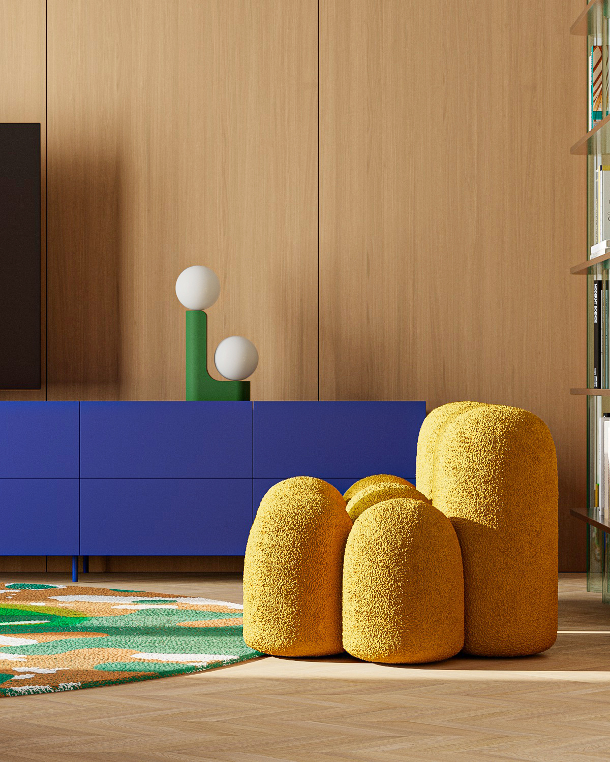 Minimalism，Color vitality，trencadís，Kitchen island，