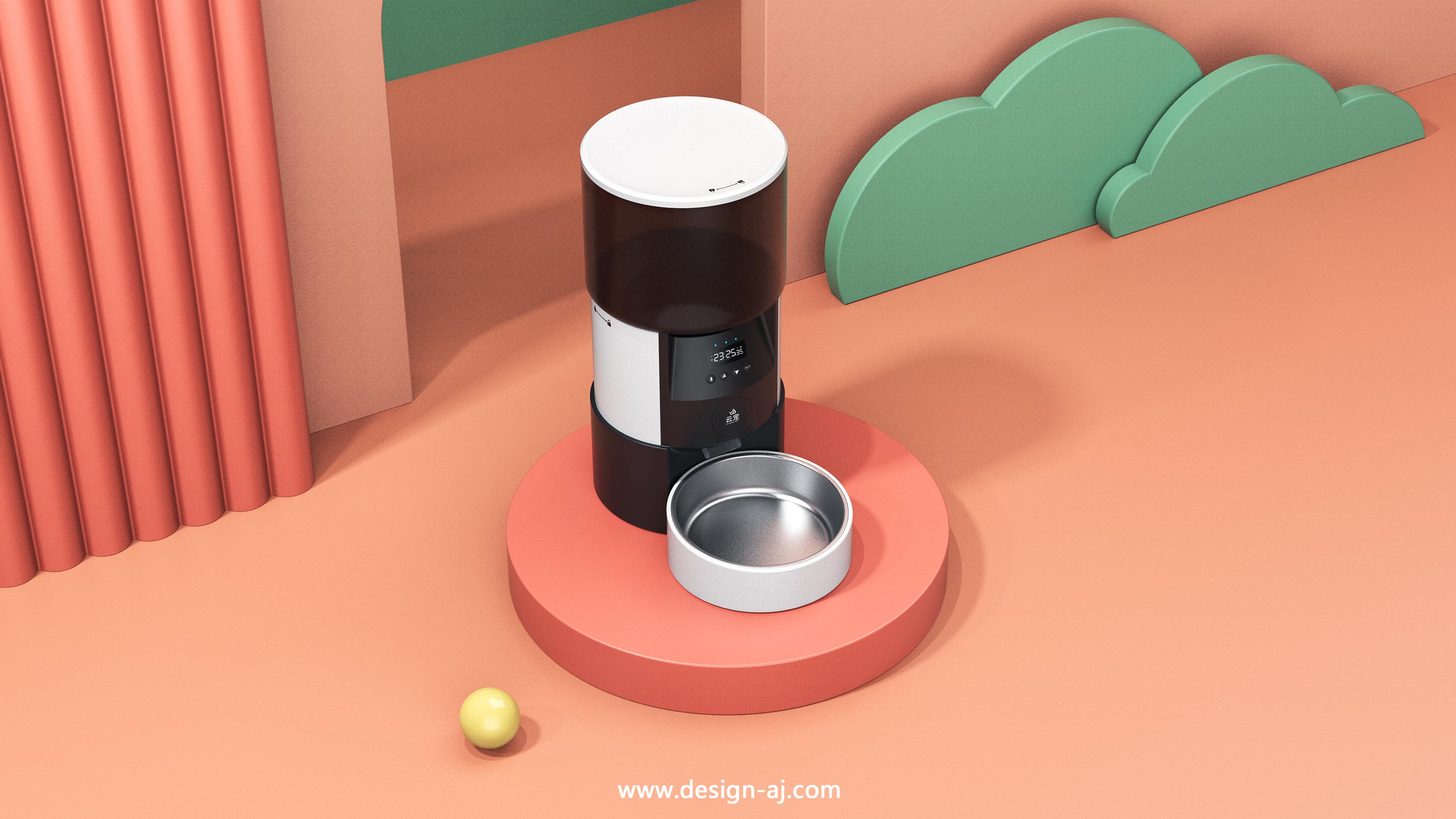 Pet feeder design，Pet intelligent feeder，Pet product design，Feeder design，Pet products design，Aijia industrial design，Industrial design company，Kitty，