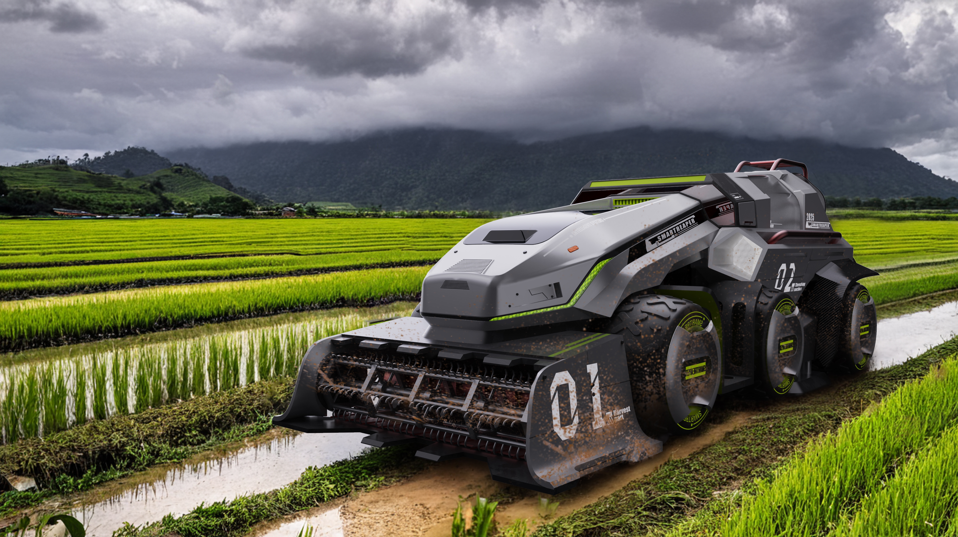 rice，Harvester，modularization，multi-function，intelligence，Driverless，