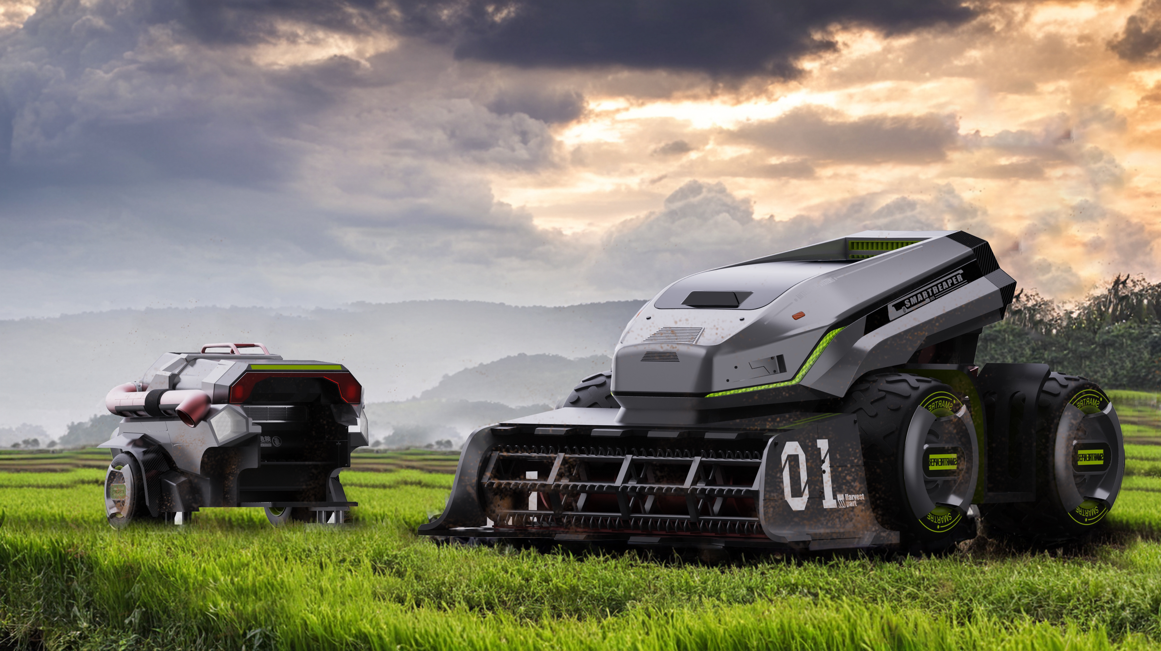 rice，Harvester，modularization，multi-function，intelligence，Driverless，