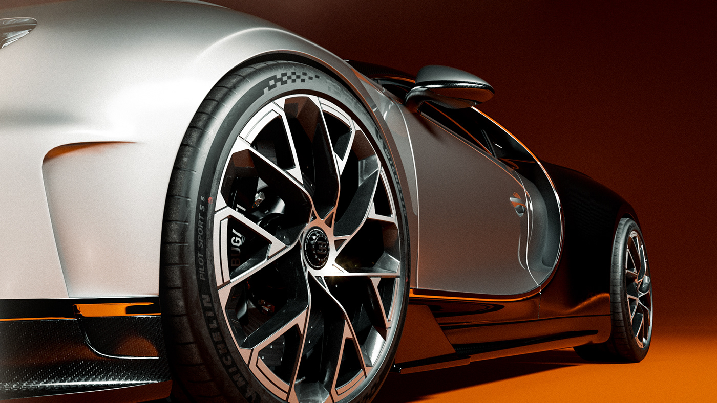 Super car，Bugatti Chiron，Custom hub，Automotive Process，Extreme Design，