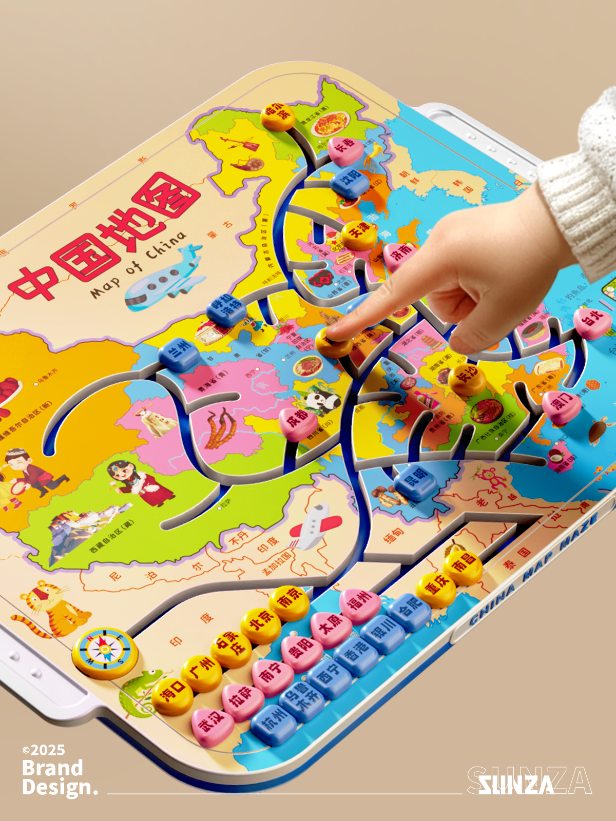 geographical enlightenment，product design，Map of China，e-commerce diagram design，Toys，Map Maze，Enlightenment toy，High-value toys，geographical enlightenment，