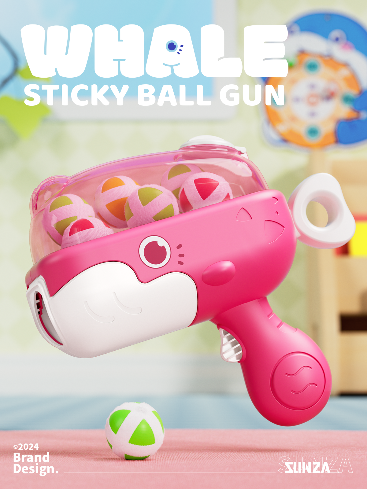 Sticky Ball Gun，product design，Detail page design，Whale Gun，Toys，Parent child toys，projectile gun，Target，