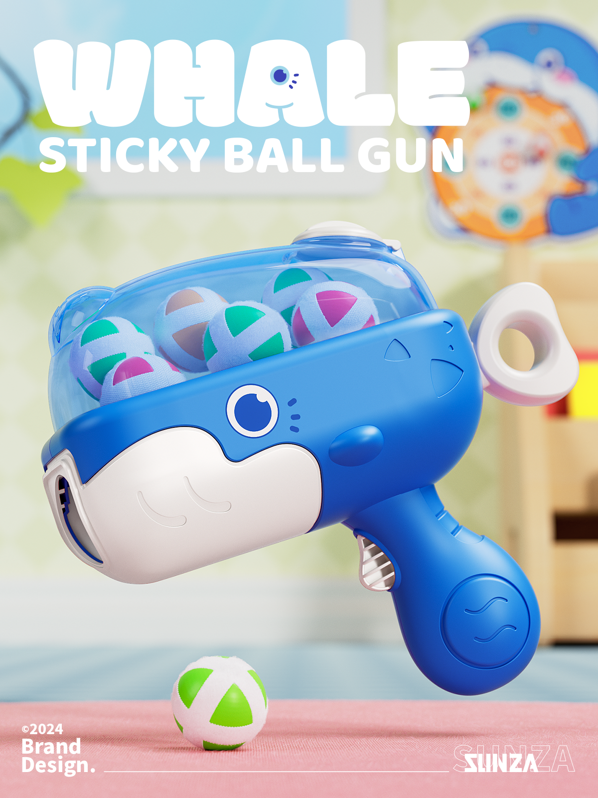 Sticky Ball Gun，product design，Detail page design，Whale Gun，Toys，Parent child toys，projectile gun，Target，