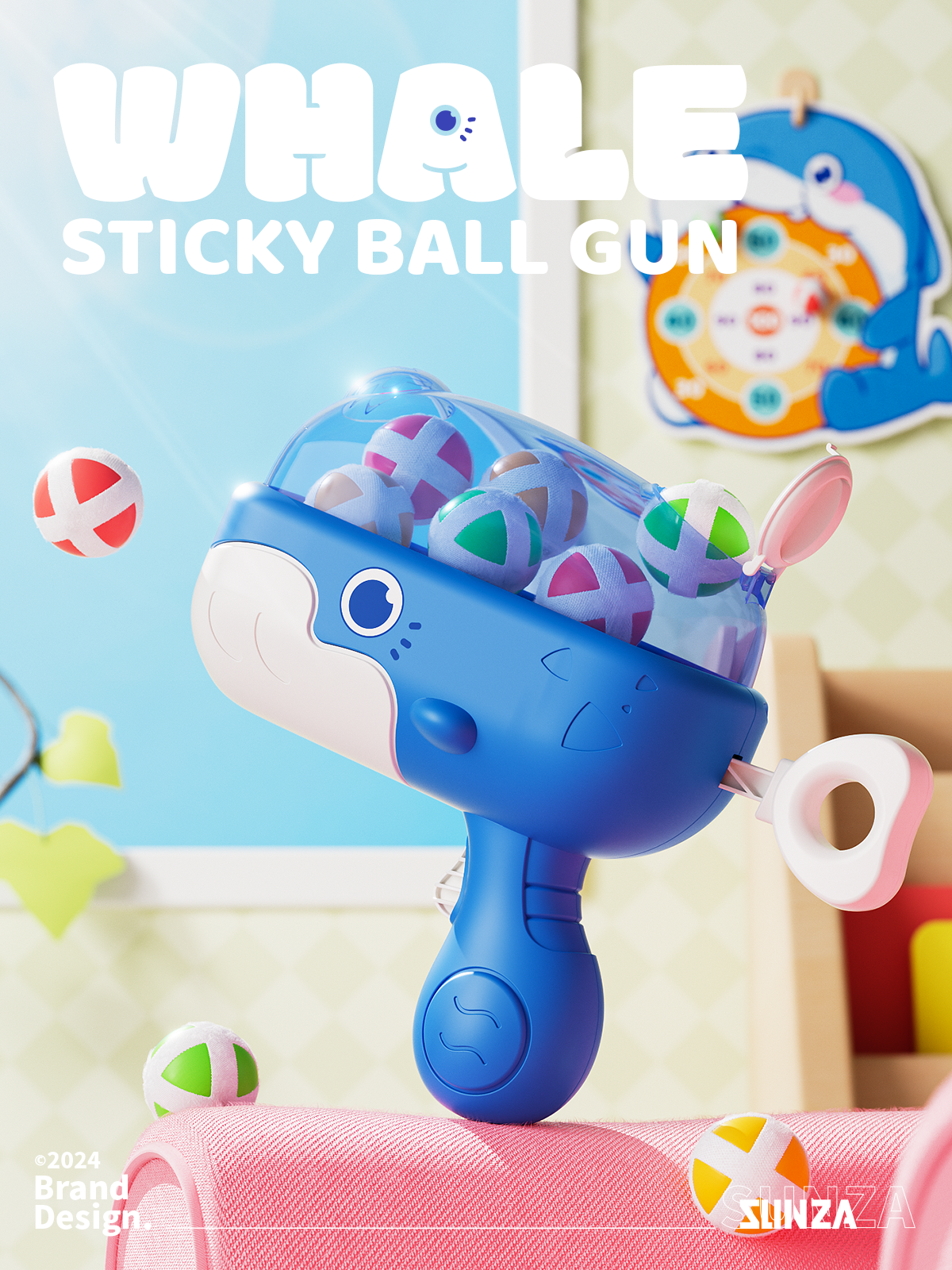 Sticky Ball Gun，product design，Detail page design，Whale Gun，Toys，Parent child toys，projectile gun，Target，