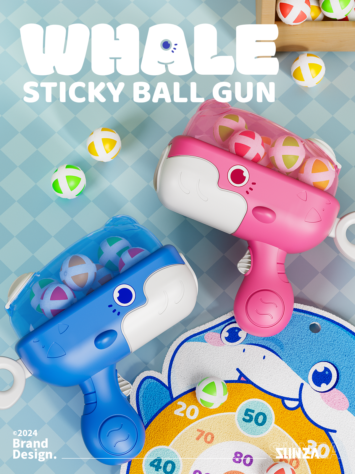 Sticky Ball Gun，product design，Detail page design，Whale Gun，Toys，Parent child toys，projectile gun，Target，