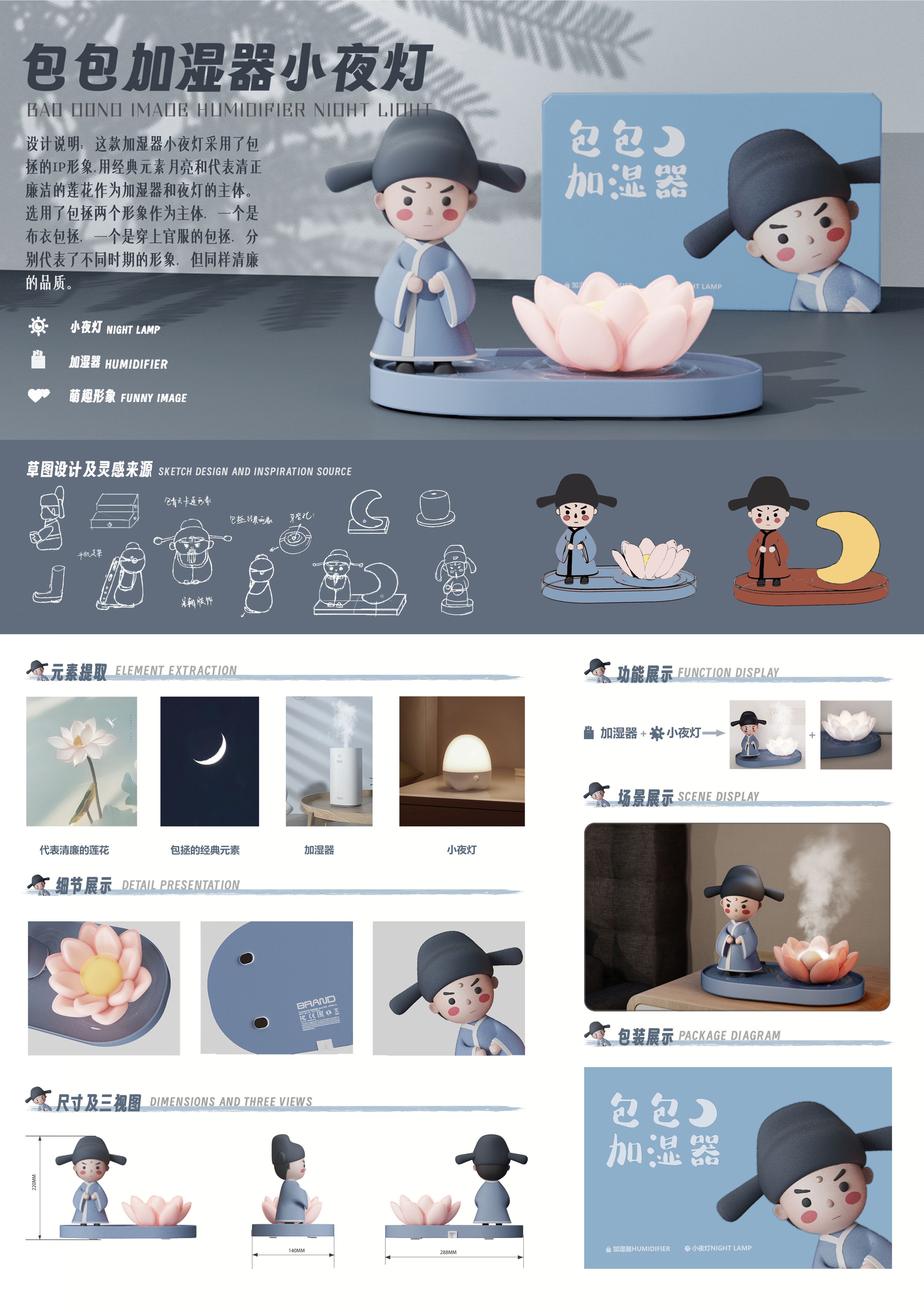 Humidifier night light，Cultural and creative products，