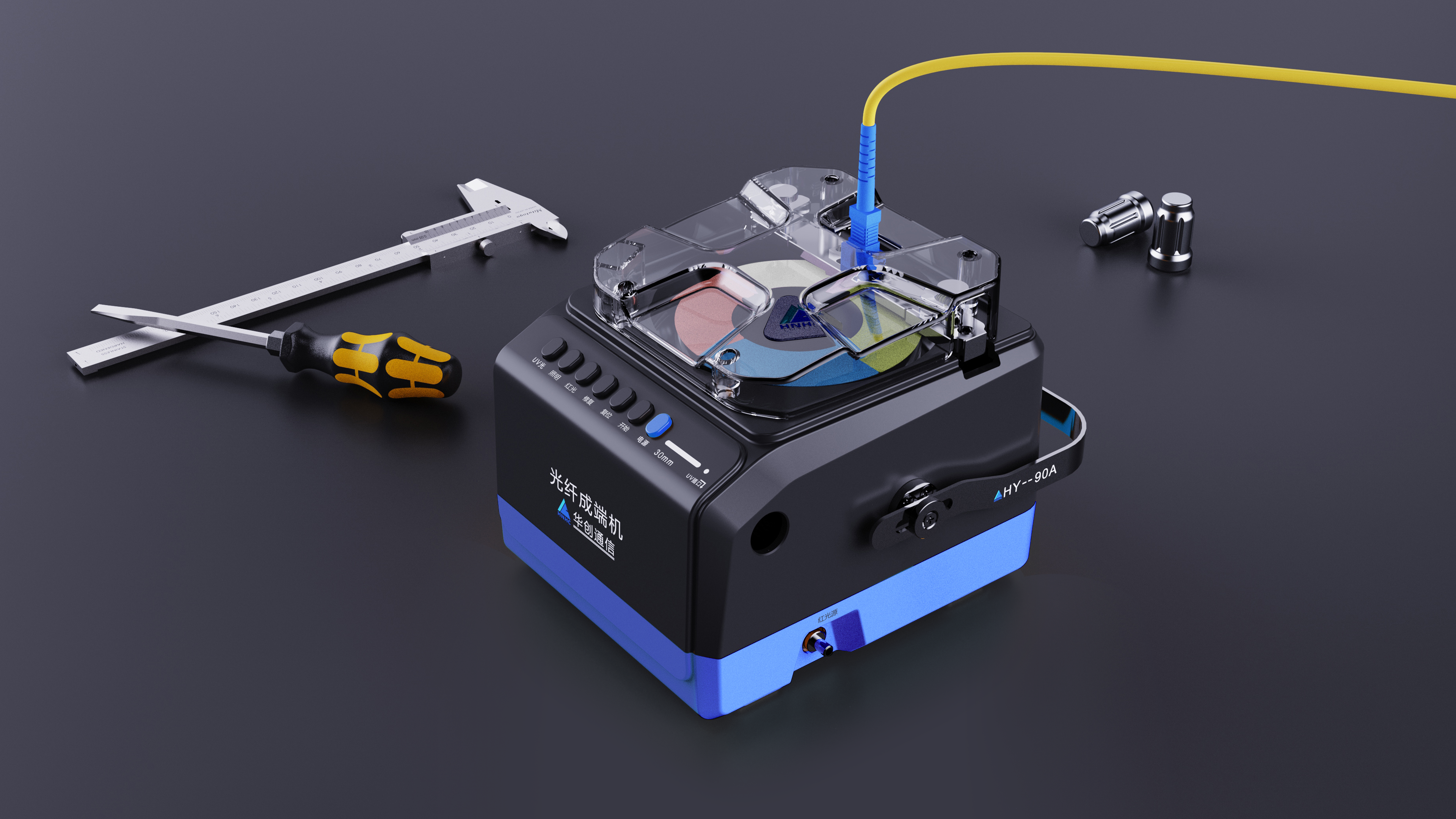 Product appearance design，optical fiber grinding machine，optical fiber end-forming machine，optical fiber melting end machine，equipment design ，