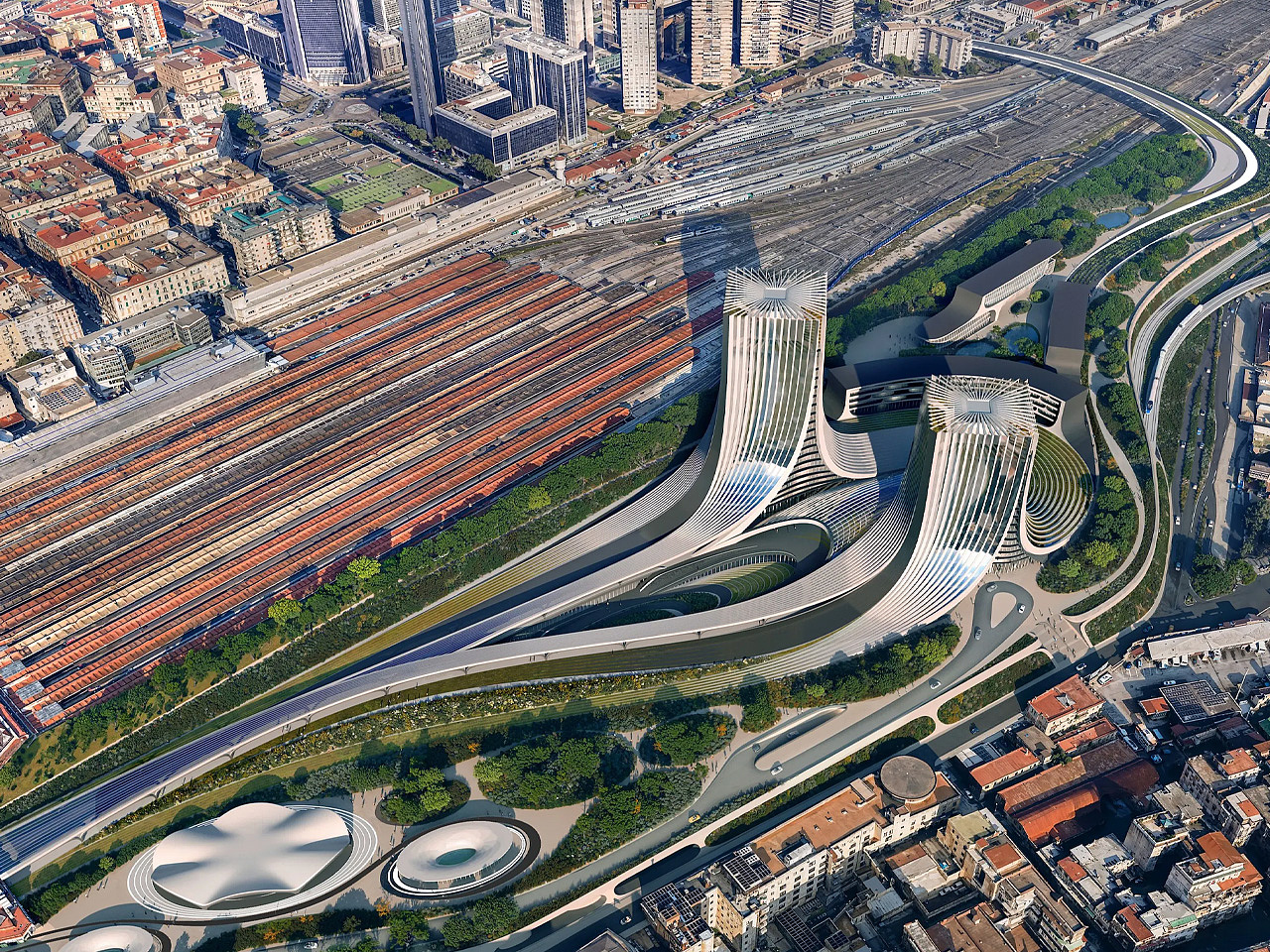 Naples，Futurism，Green building，Metal Twin Towers，