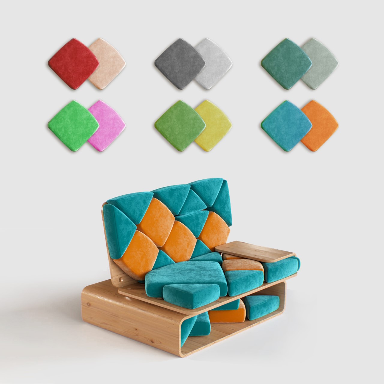 Modular seat，Creative furniture，Minimalist design ，Lego，Sustainability，