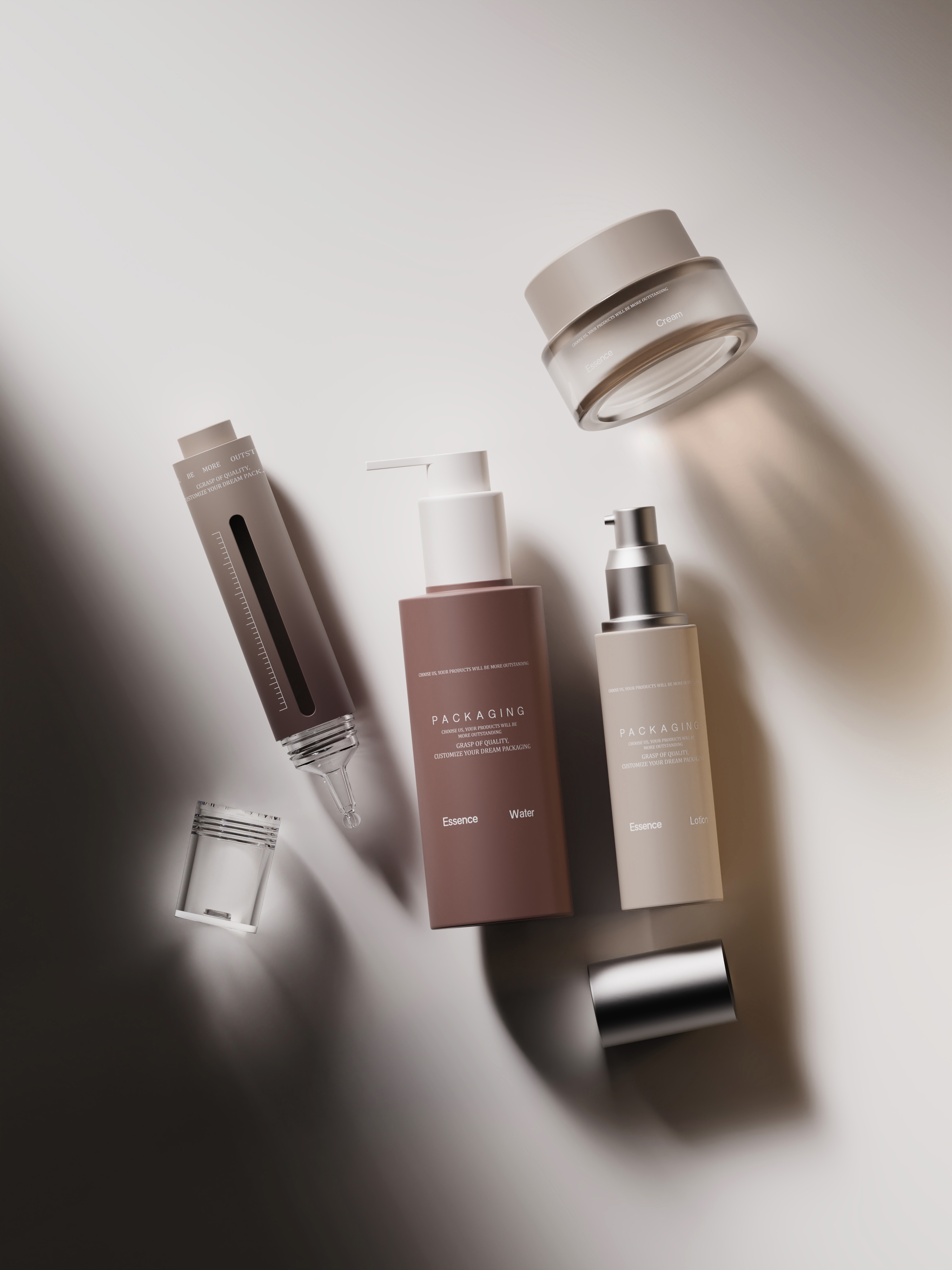 Bottle design，1 protective package material，Render，