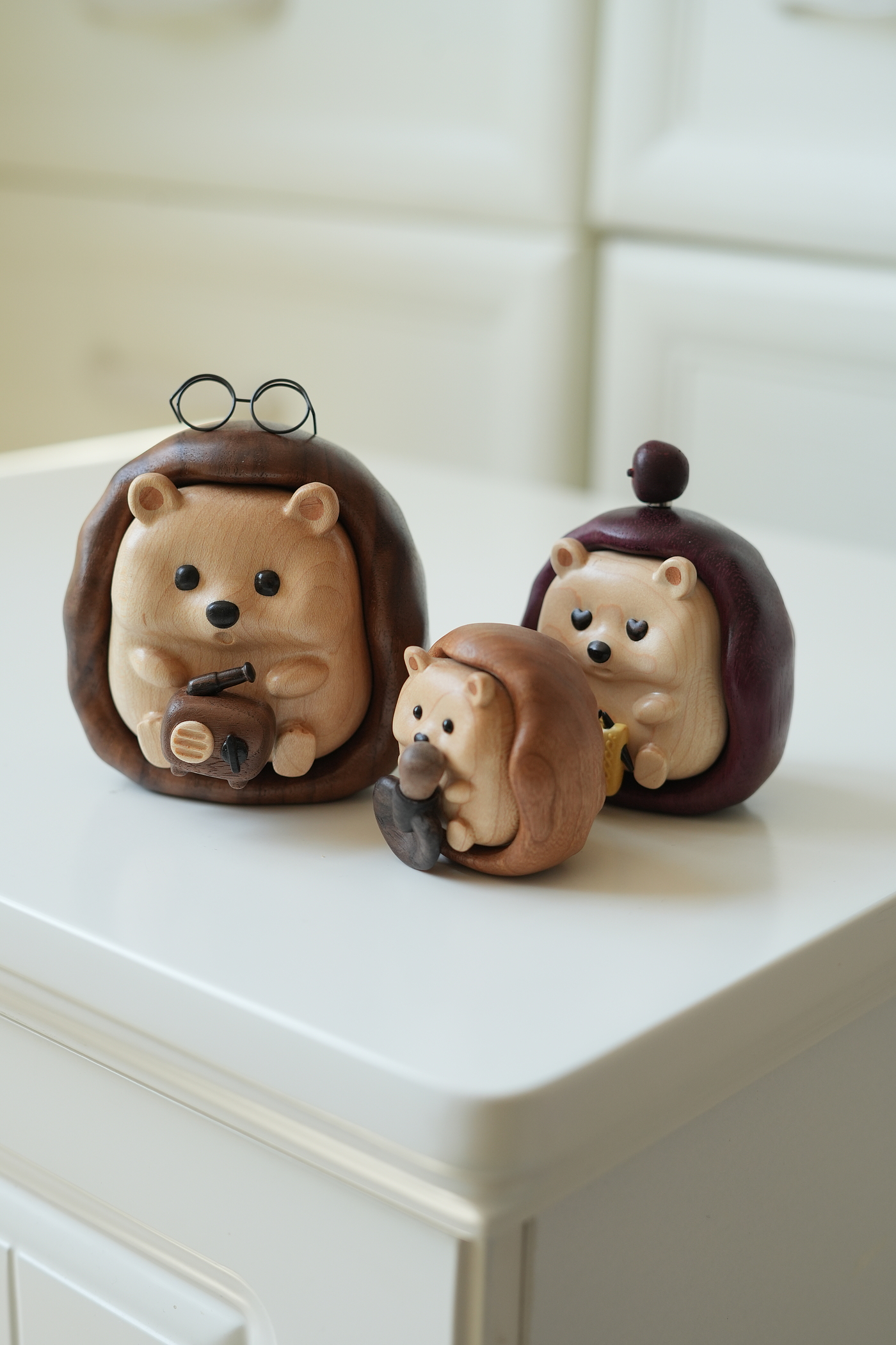 Original Wood，Solid wood products，Cute hedgehog，Solid wood ornaments，Handicrafts，