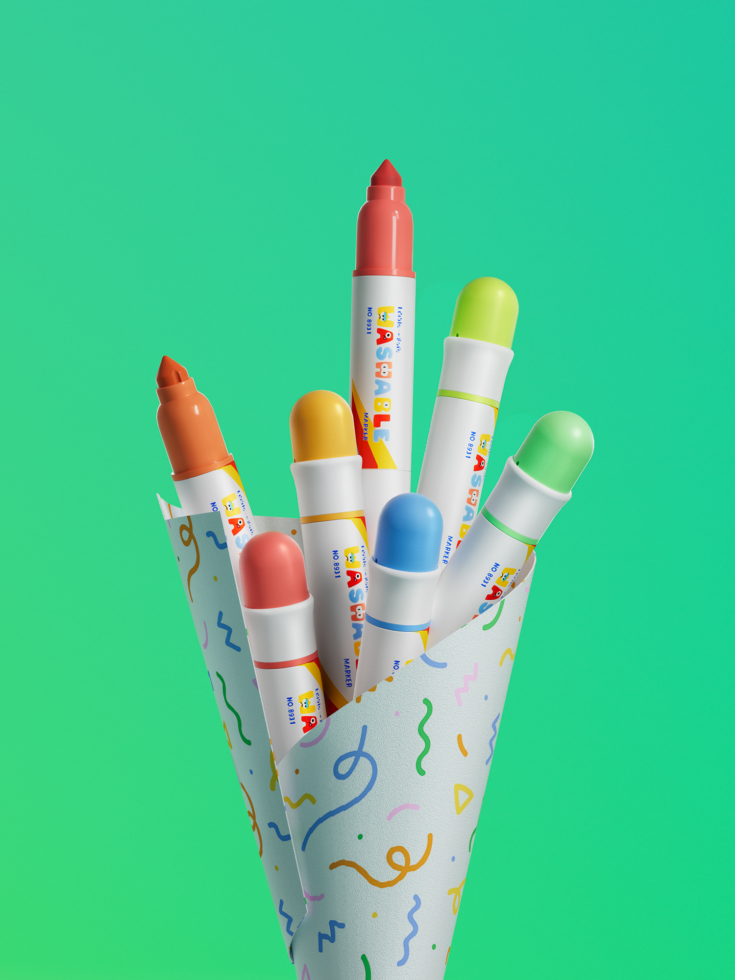 Watercolor pen，Stationery design，Mother and baby，industrial design，