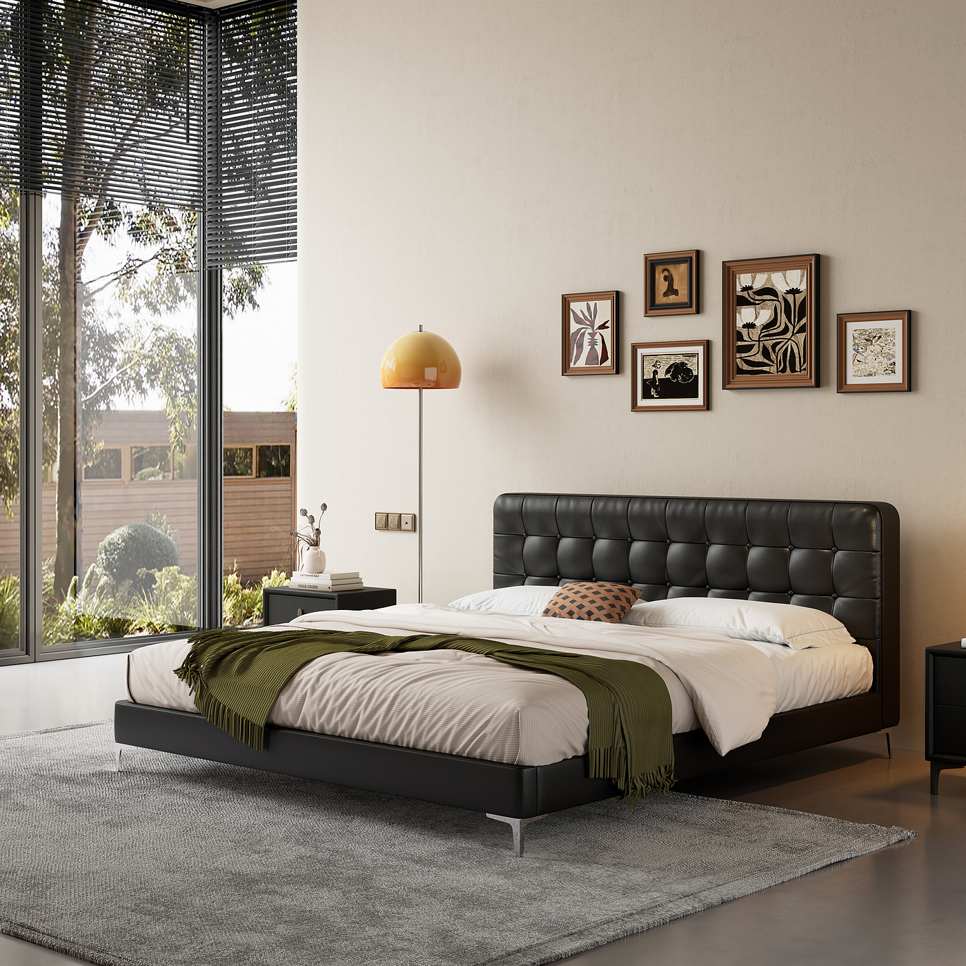 Double bed，furniture，design sketch，Render，