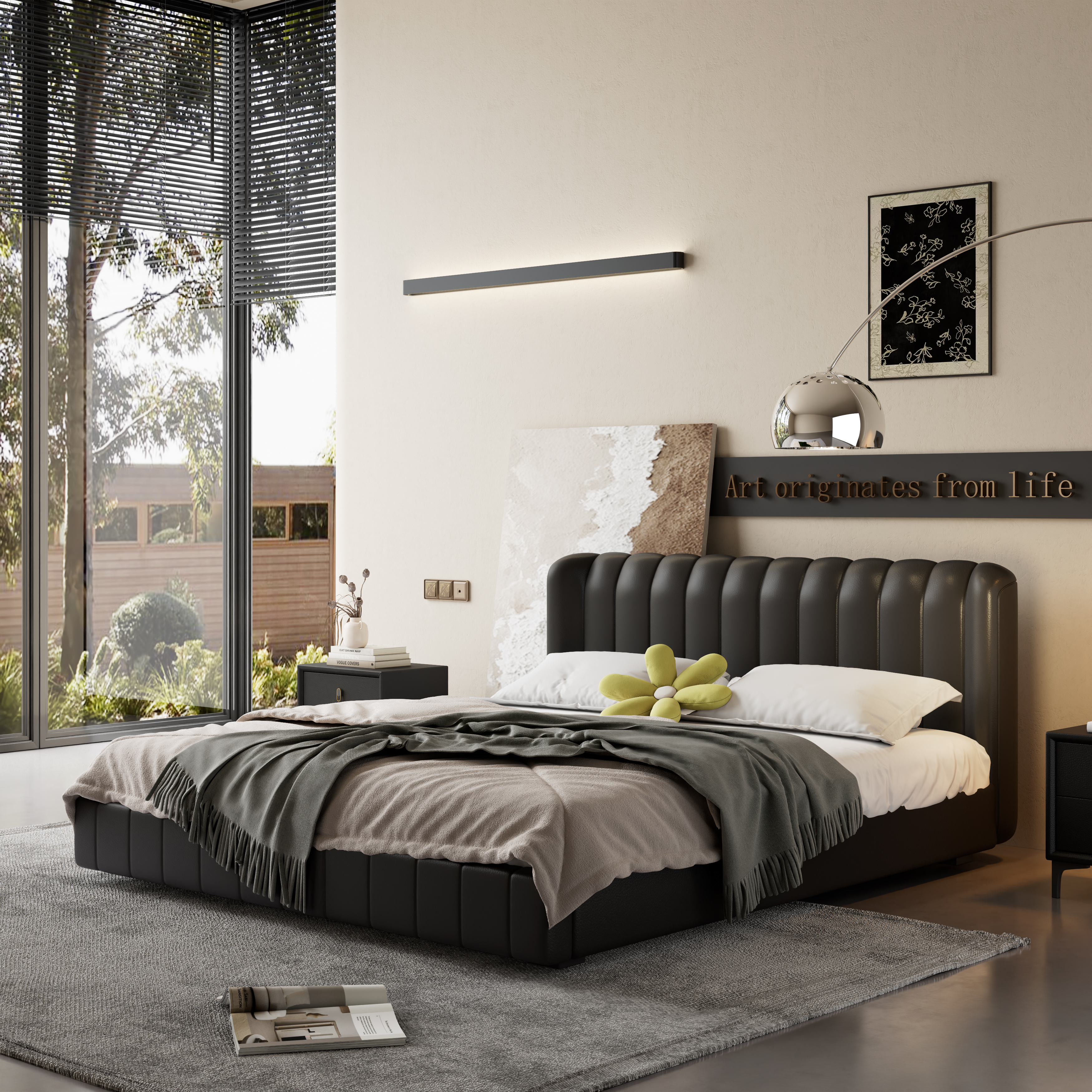 Double bed，furniture，design sketch，Render，